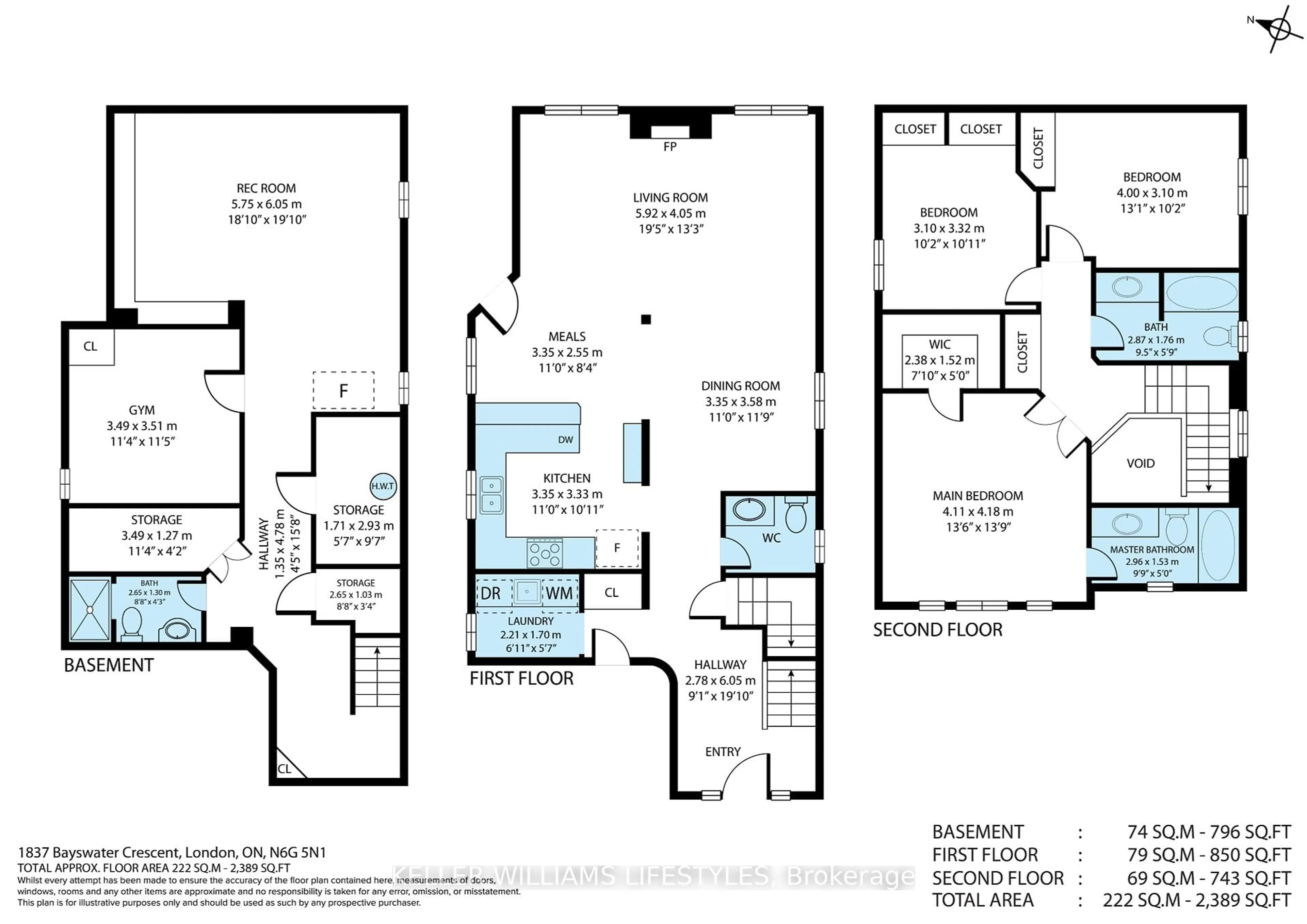 Floor plan for 1837 Bayswater Cres, London Ontario N6G 5N1