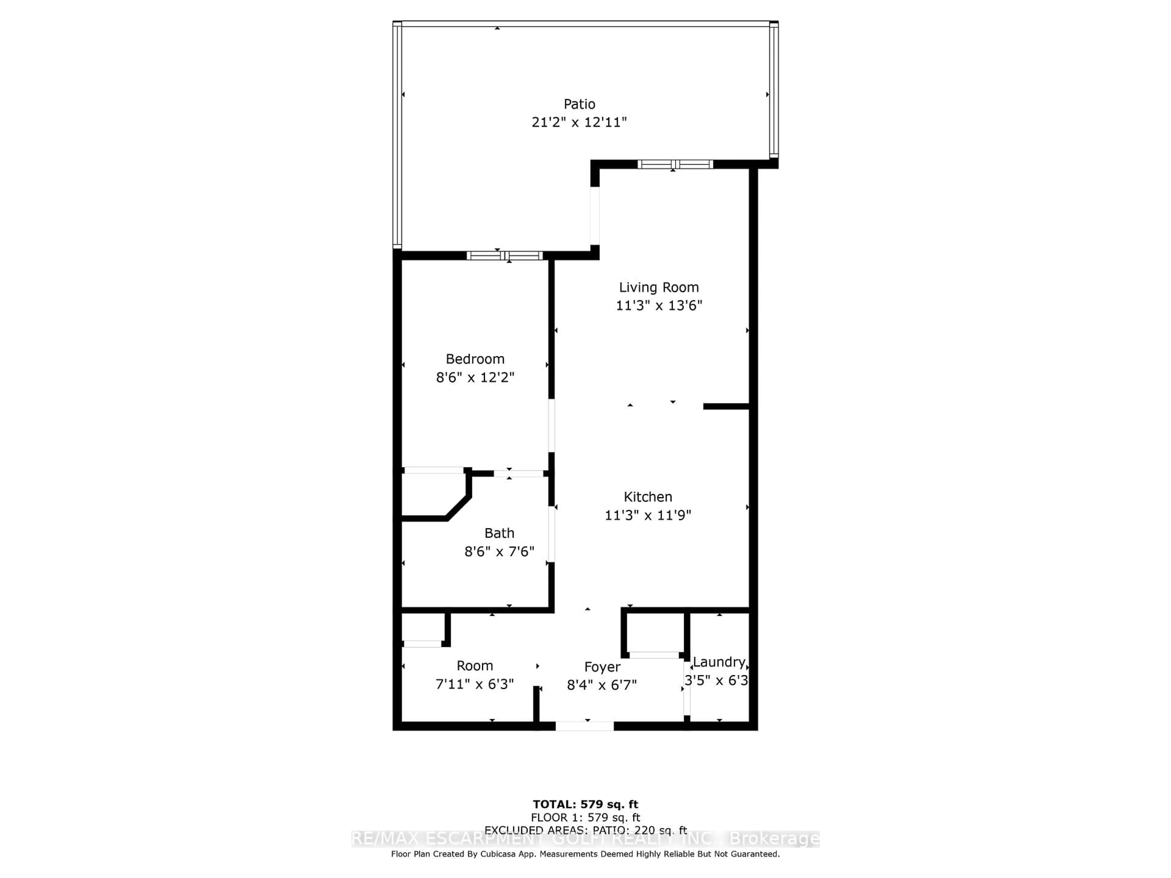 Floor plan for 153 Wilson St #106, Hamilton Ontario L9G 1N4