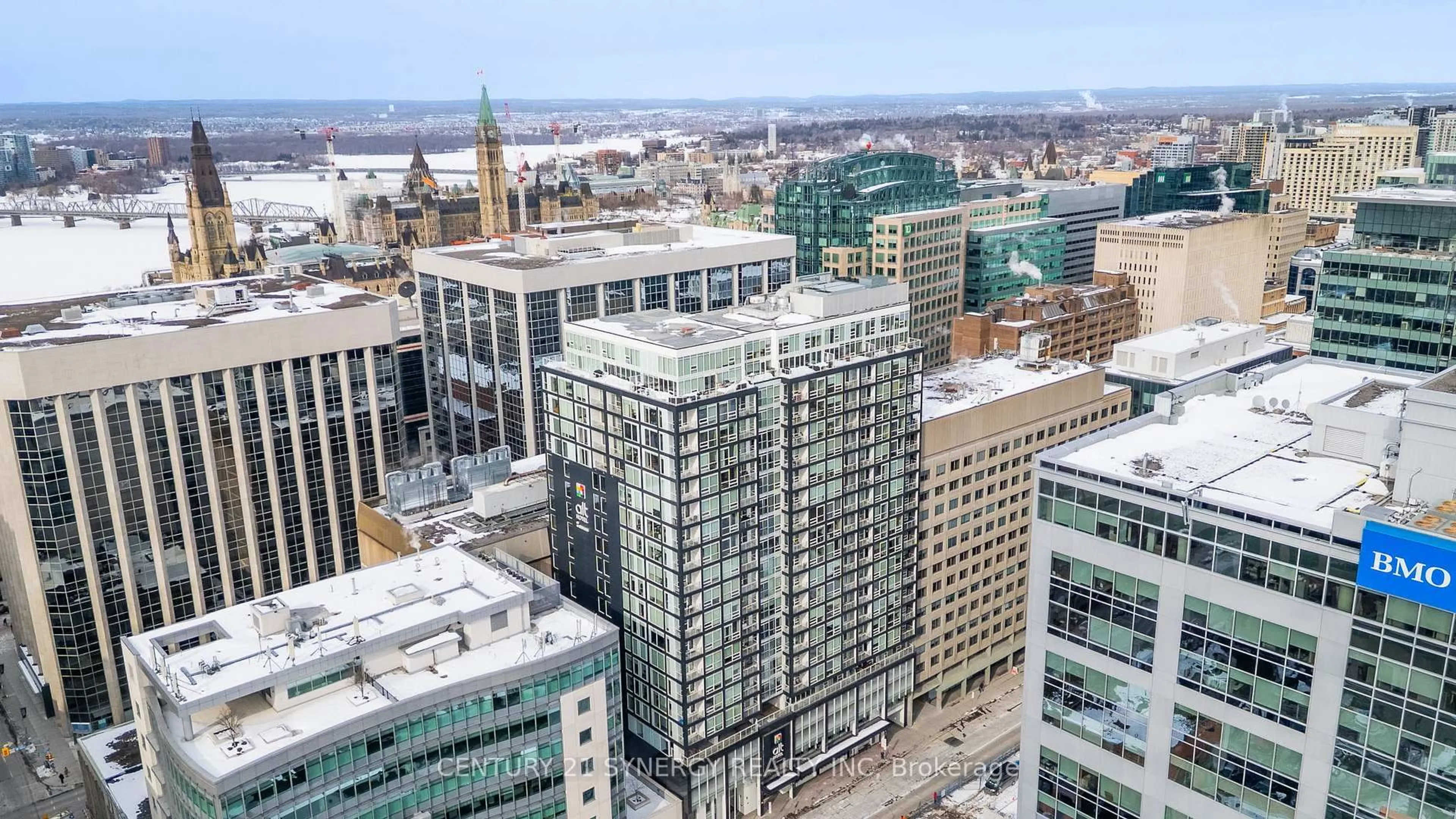 A pic from outside/outdoor area/front of a property/back of a property/a pic from drone, city buildings view from balcony for 199 Slater St #705, Ottawa Centre Ontario K1P 0C8