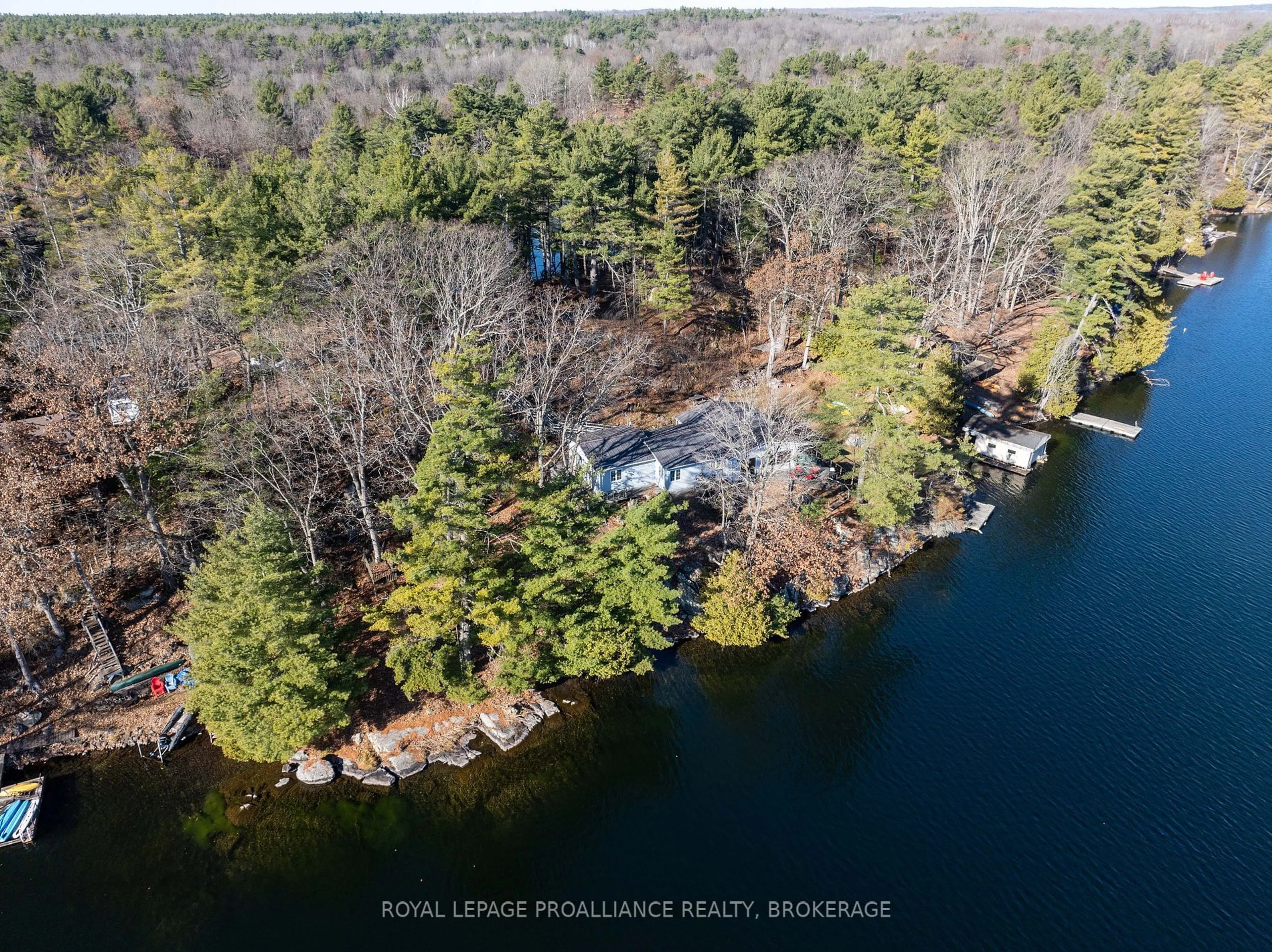 A pic from outside/outdoor area/front of a property/back of a property/a pic from drone, water/lake/river/ocean view for 222 Creek Crossing Lane, Rideau Lakes Ontario K0G 1X0