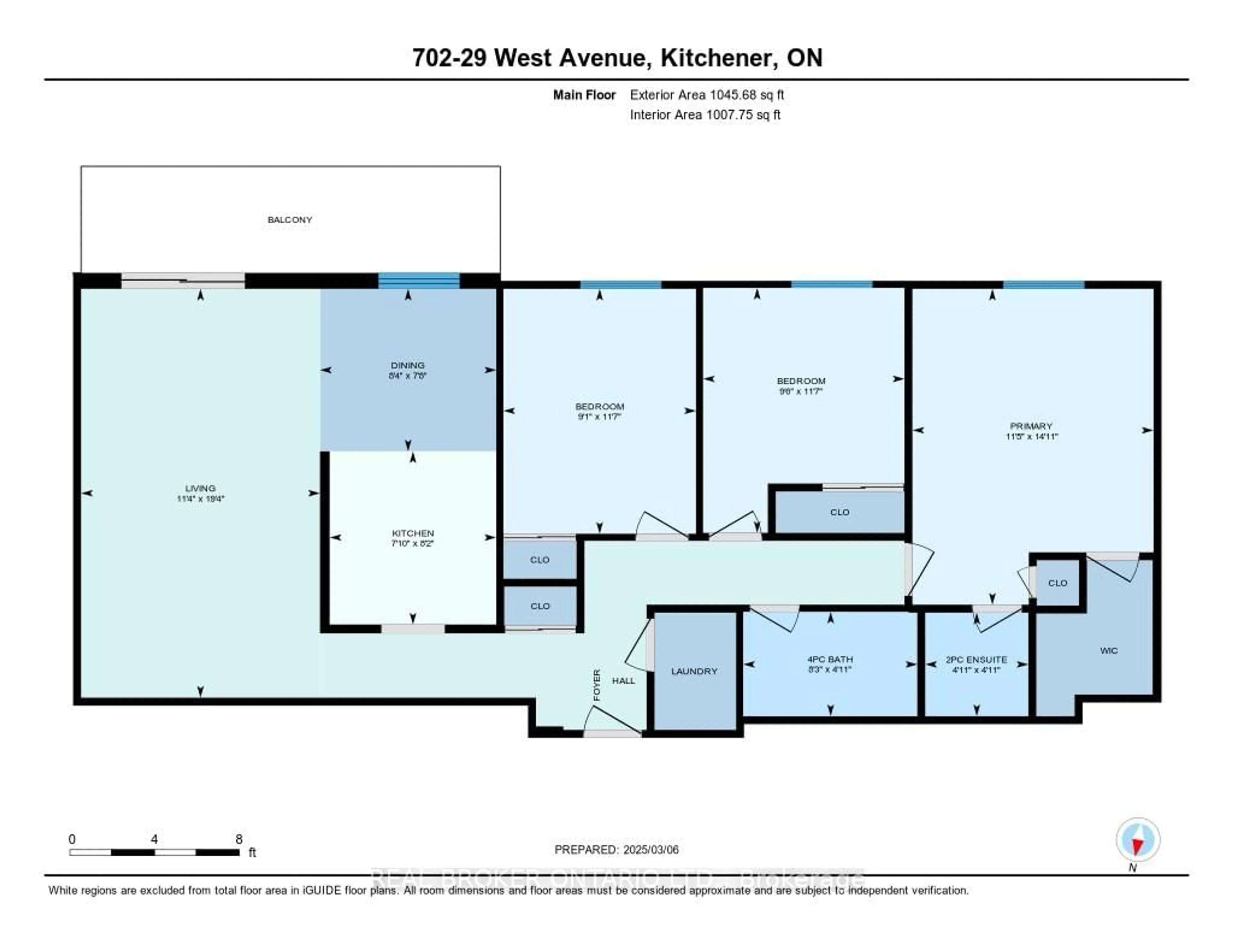 Floor plan for 29 West Ave #702, Kitchener Ontario N2M 5E4