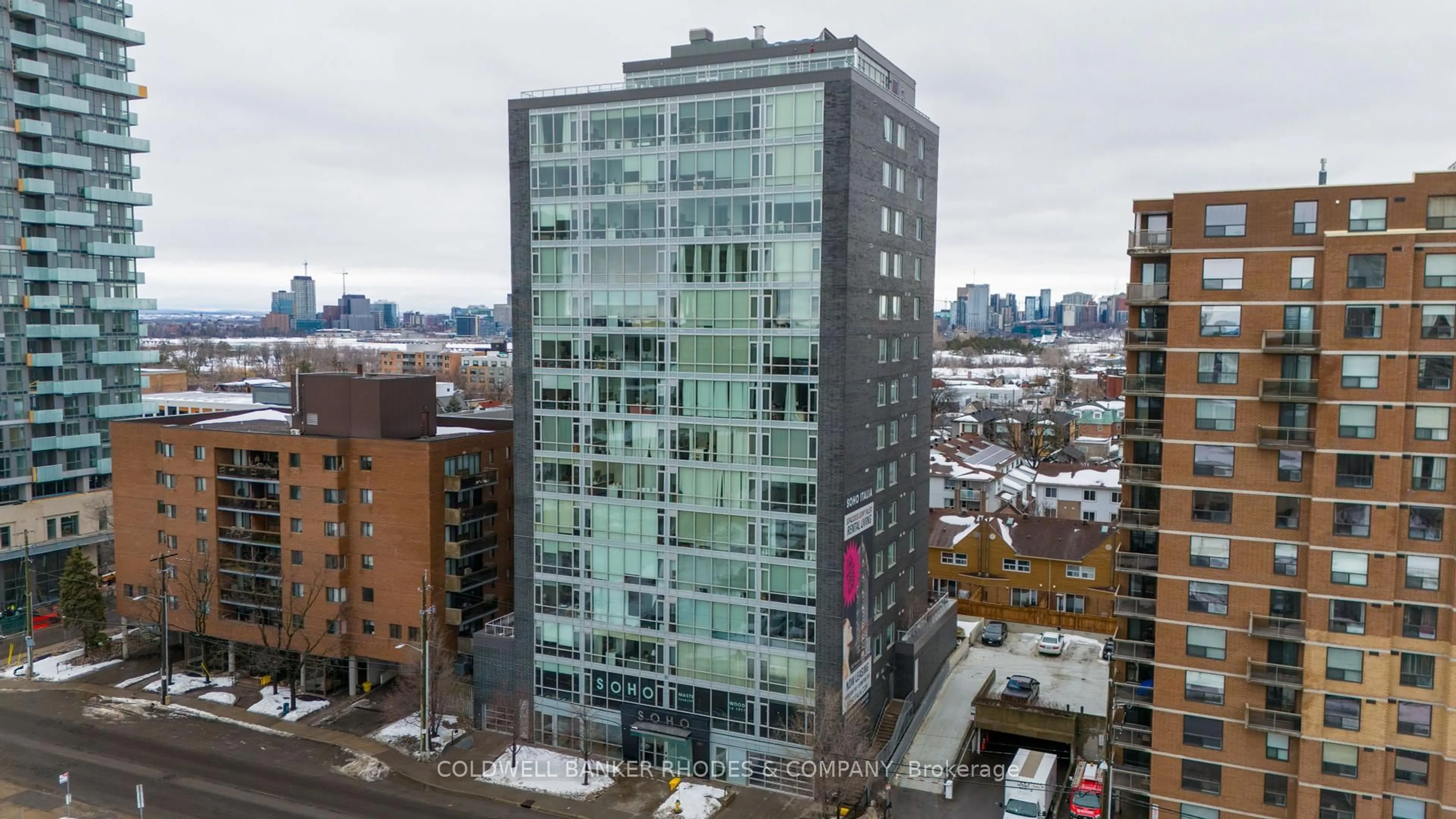 A pic from outside/outdoor area/front of a property/back of a property/a pic from drone, city buildings view from balcony for 201 Parkdale Ave #1005, Ottawa Ontario K1Y 1E8