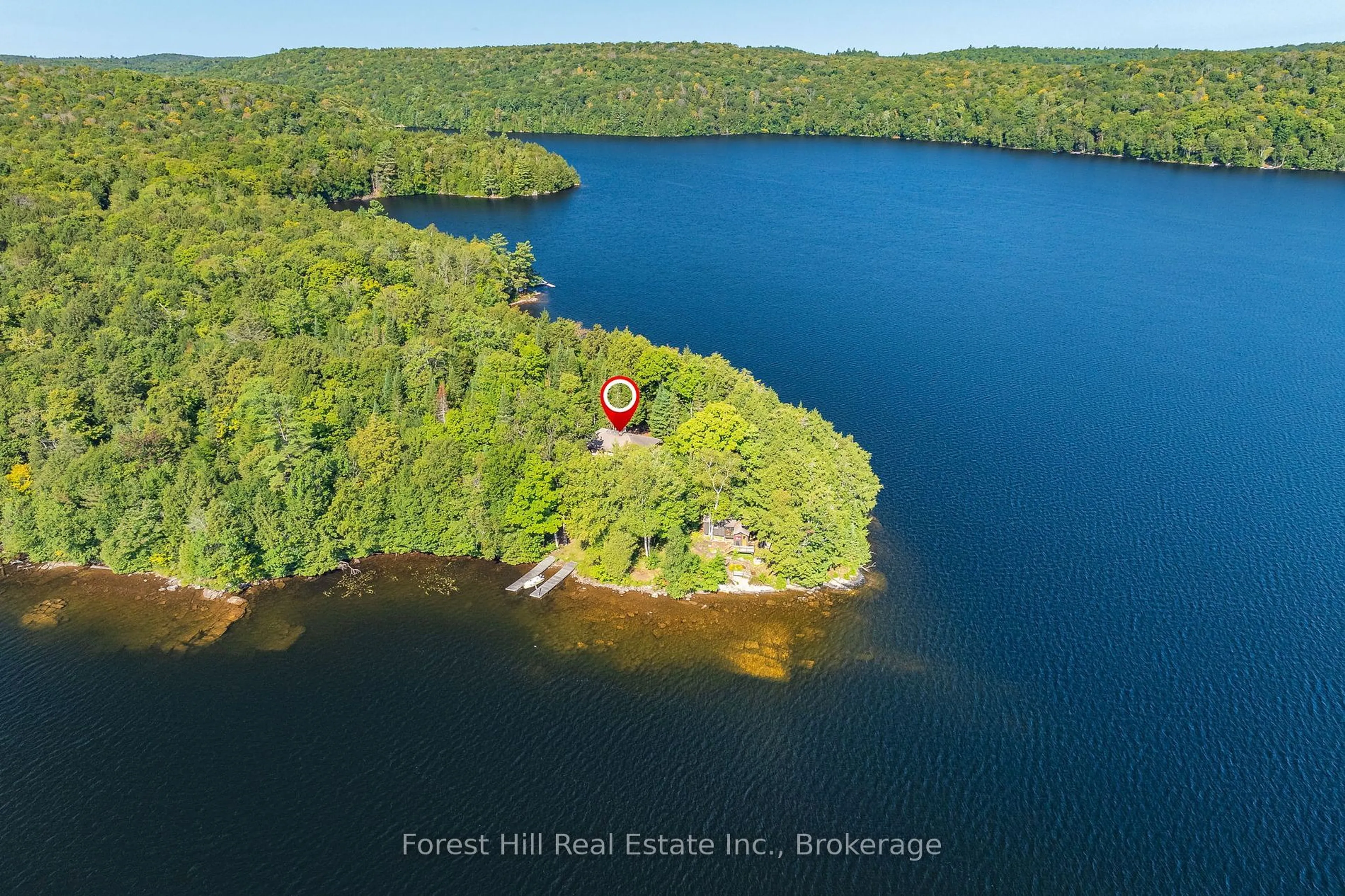 A pic from outside/outdoor area/front of a property/back of a property/a pic from drone, water/lake/river/ocean view for 1089 Lutes Lane, Algonquin Highlands Ontario P0A 1E0