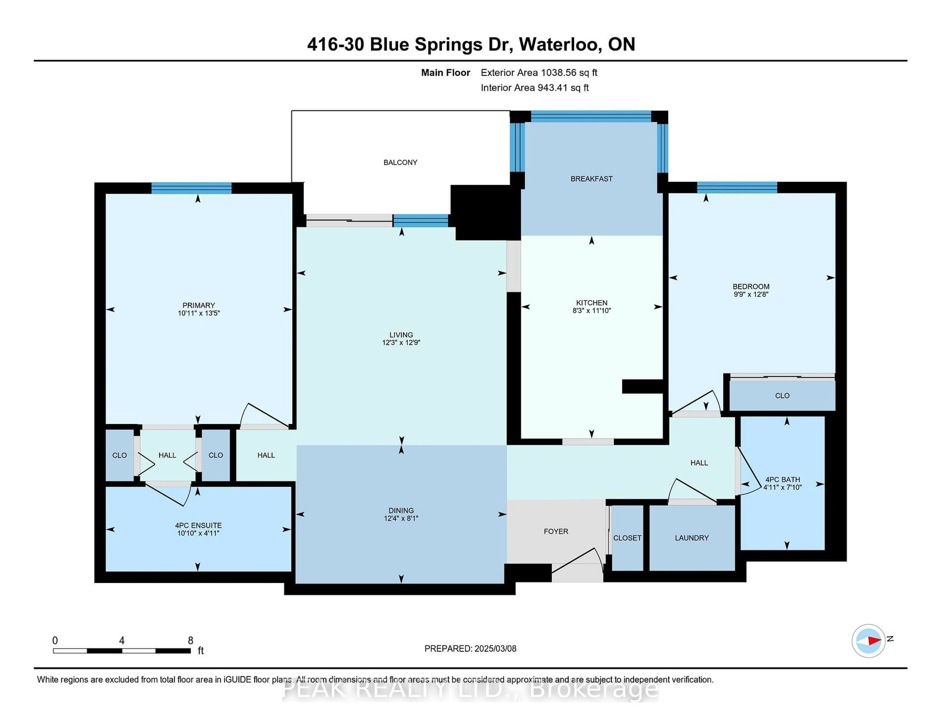 Floor plan for 30 Blue Springs Dr #416, Waterloo Ontario N2J 4T2