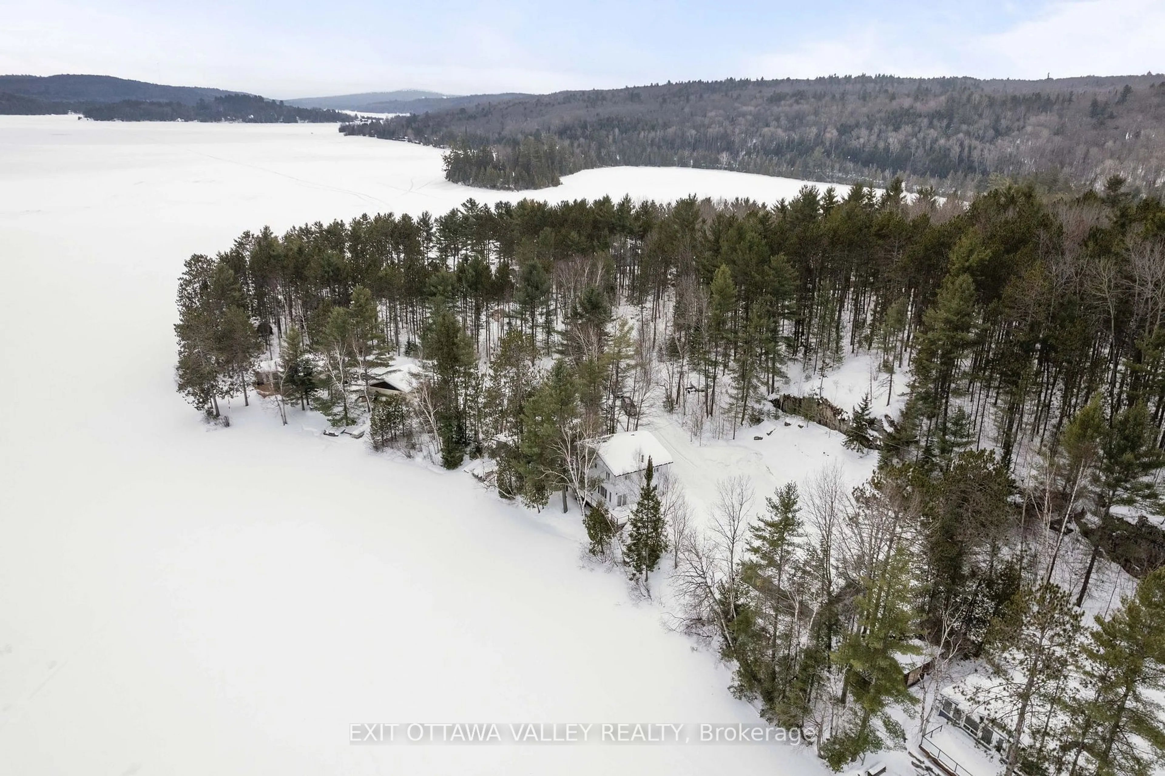 A pic from outside/outdoor area/front of a property/back of a property/a pic from drone, water/lake/river/ocean view for 88 Chris Mullin Lane, Madawaska Valley Ontario K0J 1B0