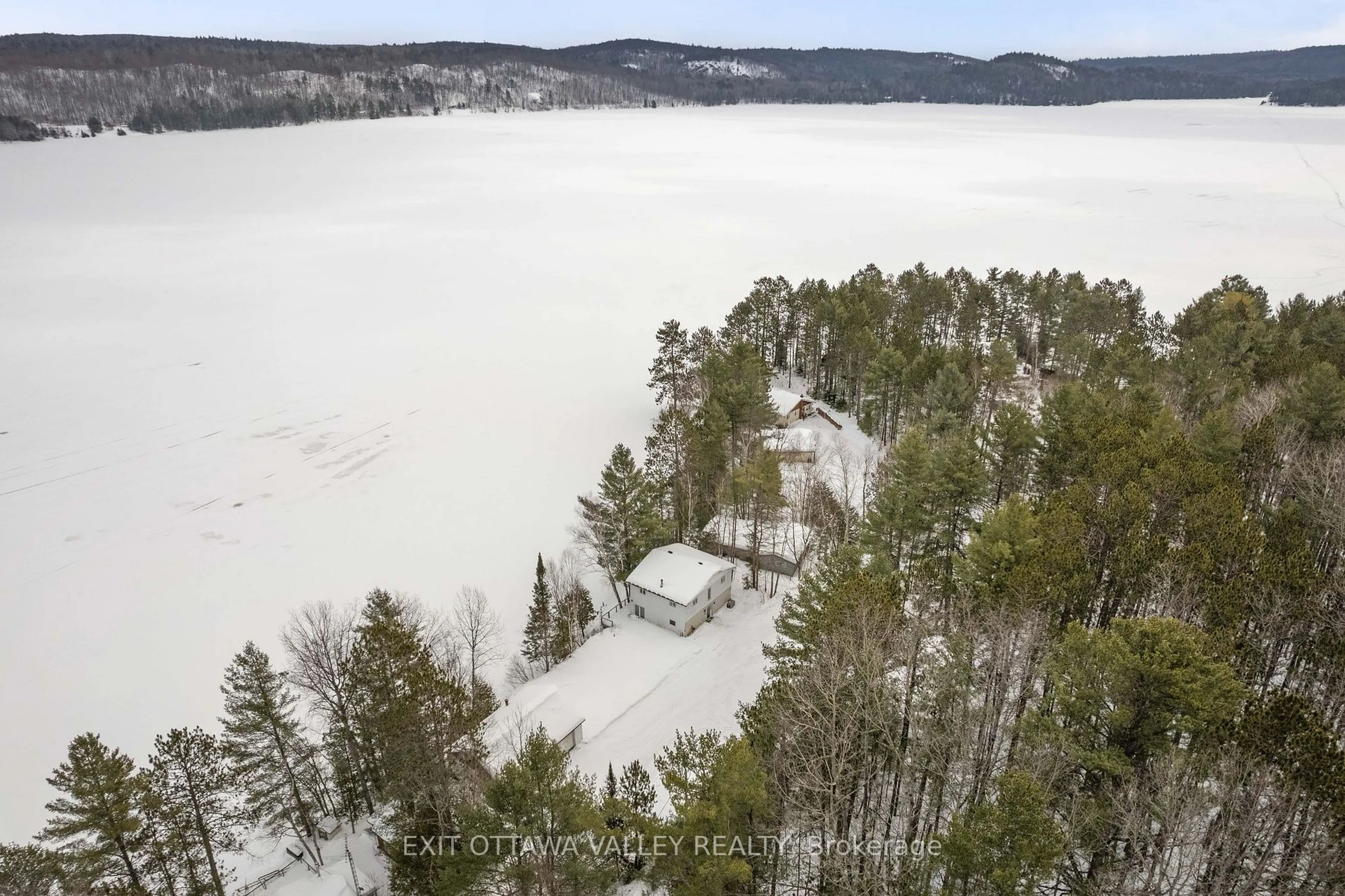 A pic from outside/outdoor area/front of a property/back of a property/a pic from drone, water/lake/river/ocean view for 88 Chris Mullin Lane, Madawaska Valley Ontario K0J 1B0