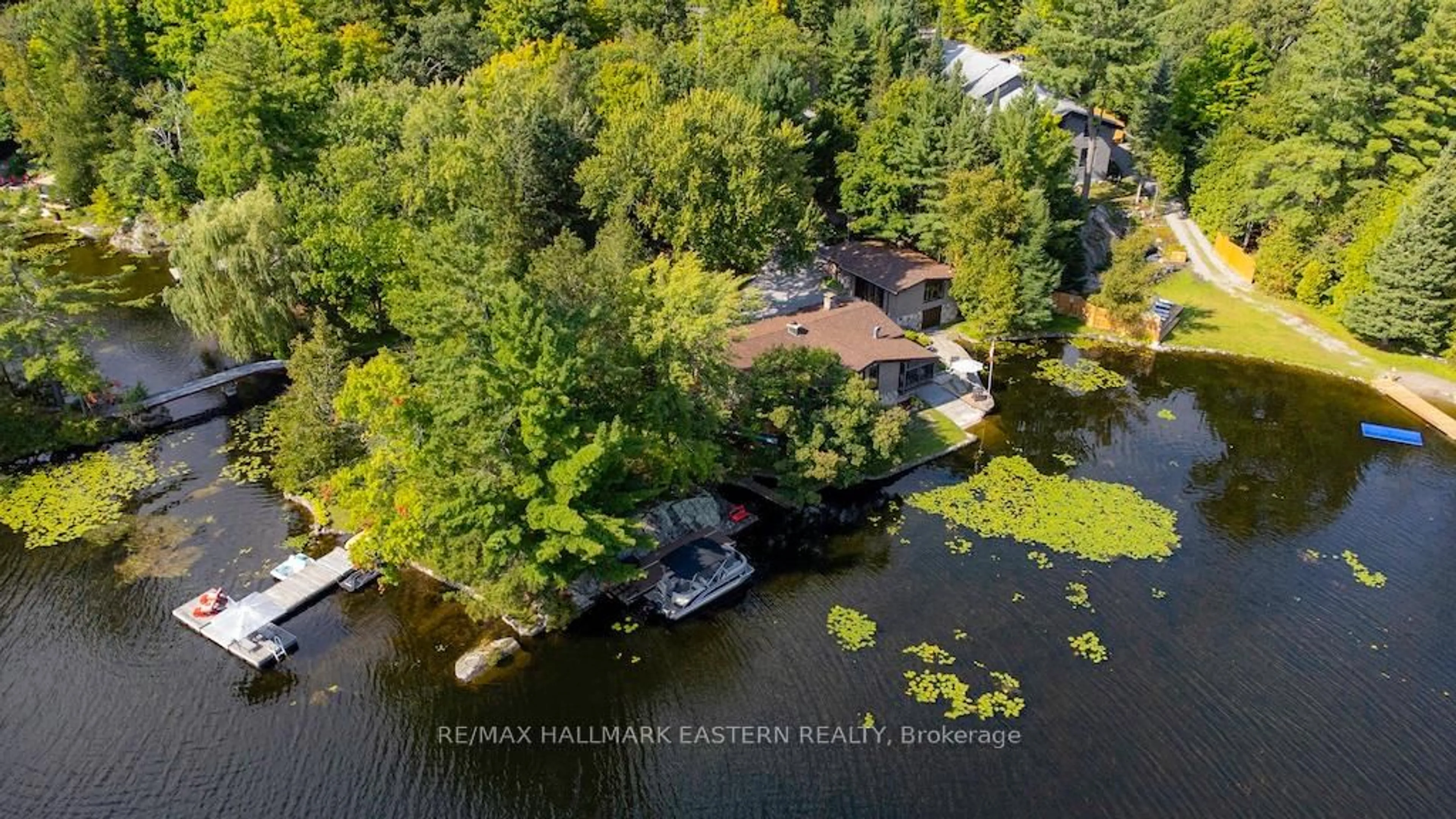 A pic from outside/outdoor area/front of a property/back of a property/a pic from drone, water/lake/river/ocean view for 170 Hill Dr, Trent Lakes Ontario K0L 1J0