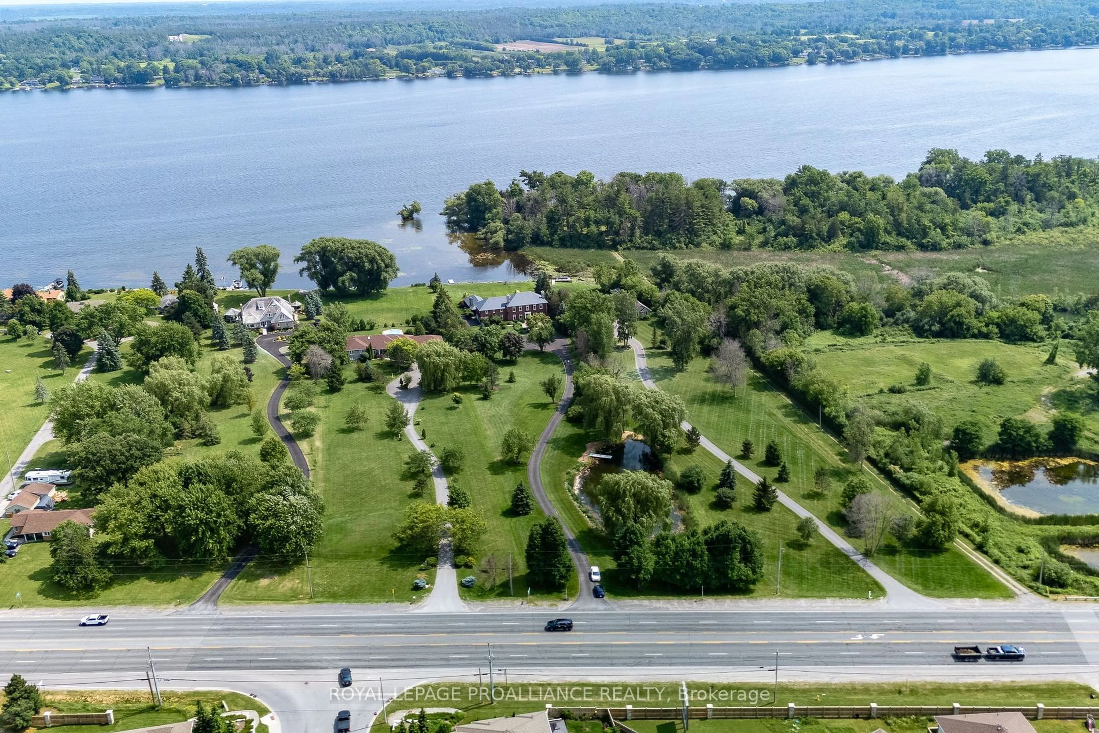 A pic from outside/outdoor area/front of a property/back of a property/a pic from drone, water/lake/river/ocean view for 1284 Old Highway 2, Quinte West Ontario K8N 4Z2