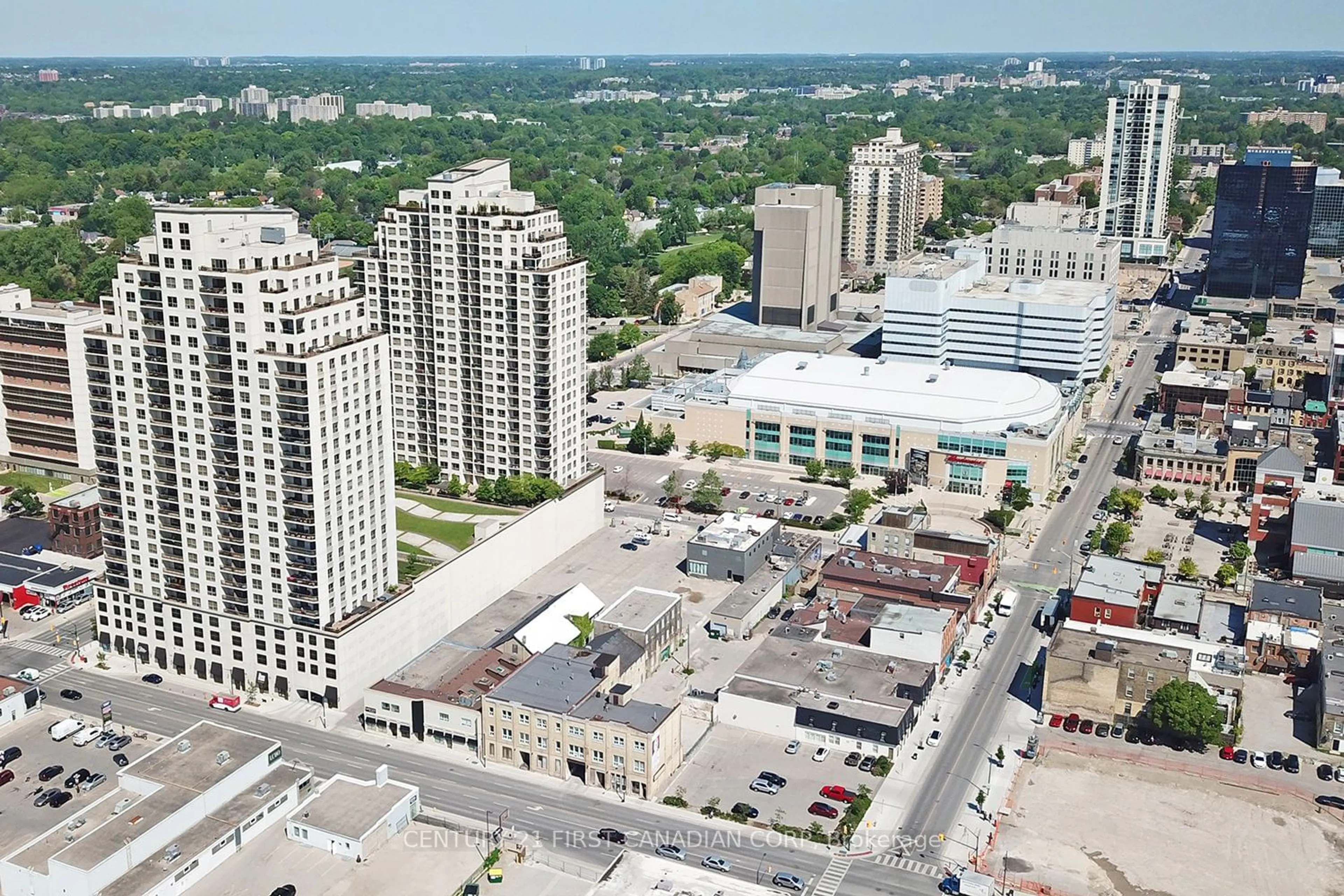 A pic from outside/outdoor area/front of a property/back of a property/a pic from drone, city buildings view from balcony for 330 Ridout St #1502, London Ontario N6A 0A7