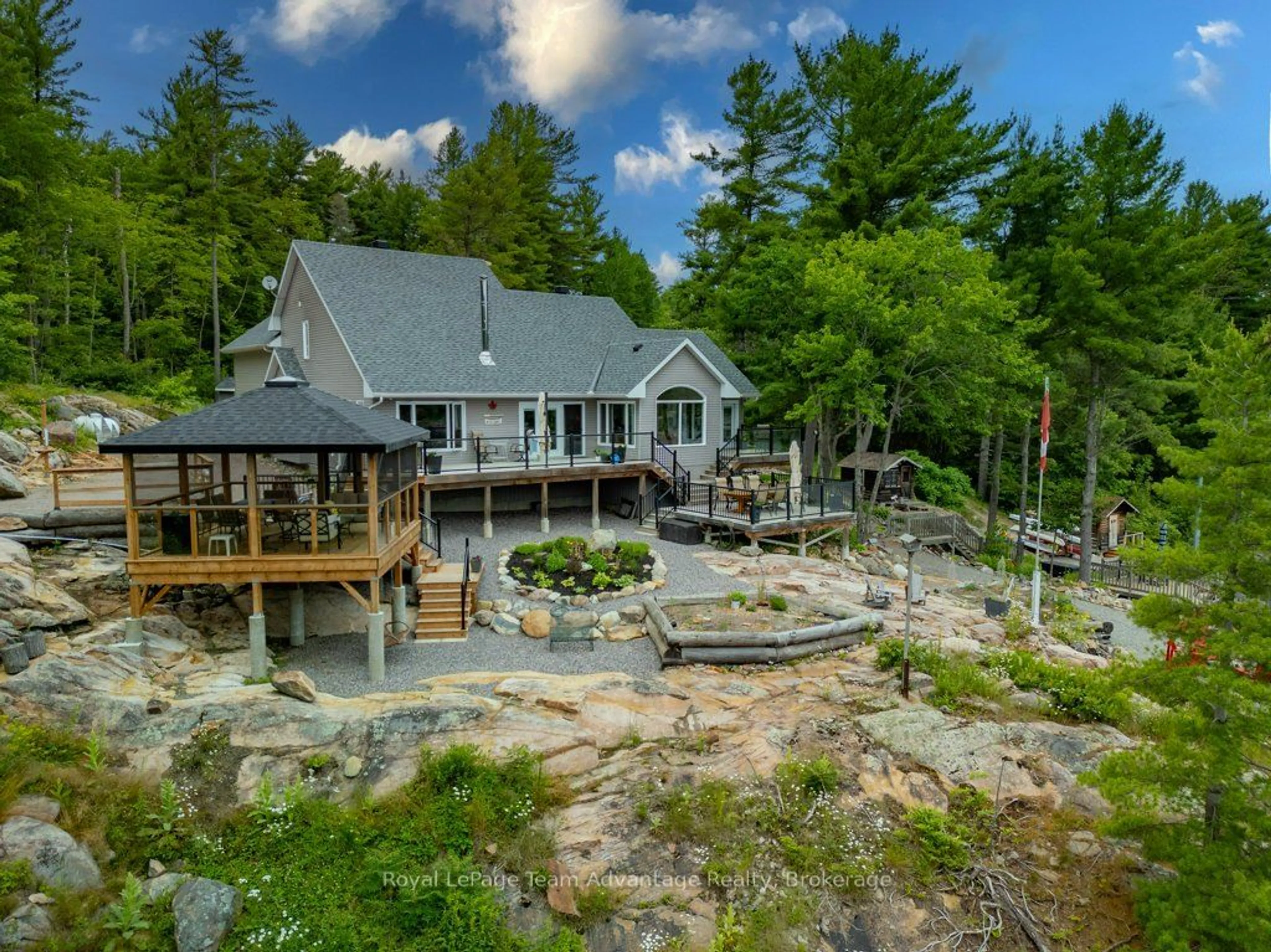 A pic from outside/outdoor area/front of a property/back of a property/a pic from drone, water/lake/river/ocean view for 254 G XBay Rd, Killarney Ontario P0M 1A0