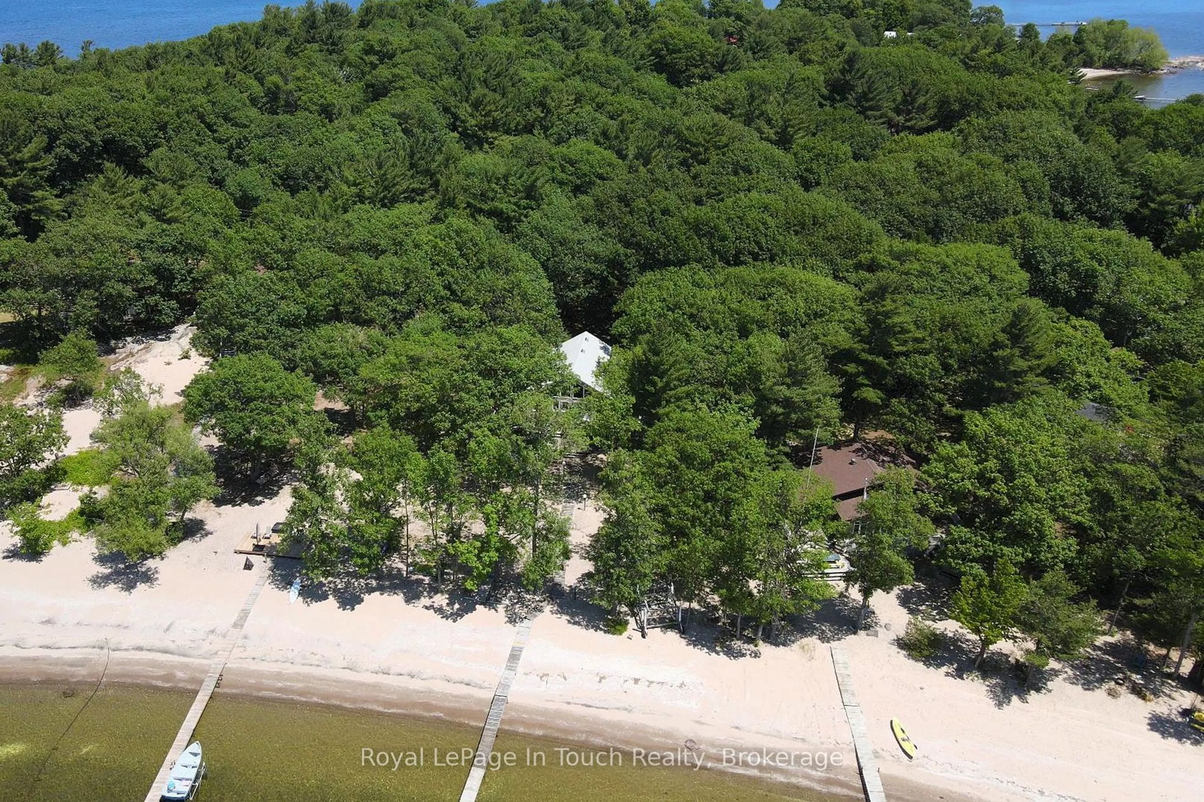 A pic from outside/outdoor area/front of a property/back of a property/a pic from drone, water/lake/river/ocean view for 1264 Island 540, Georgian Bay Ontario P0E 1E0