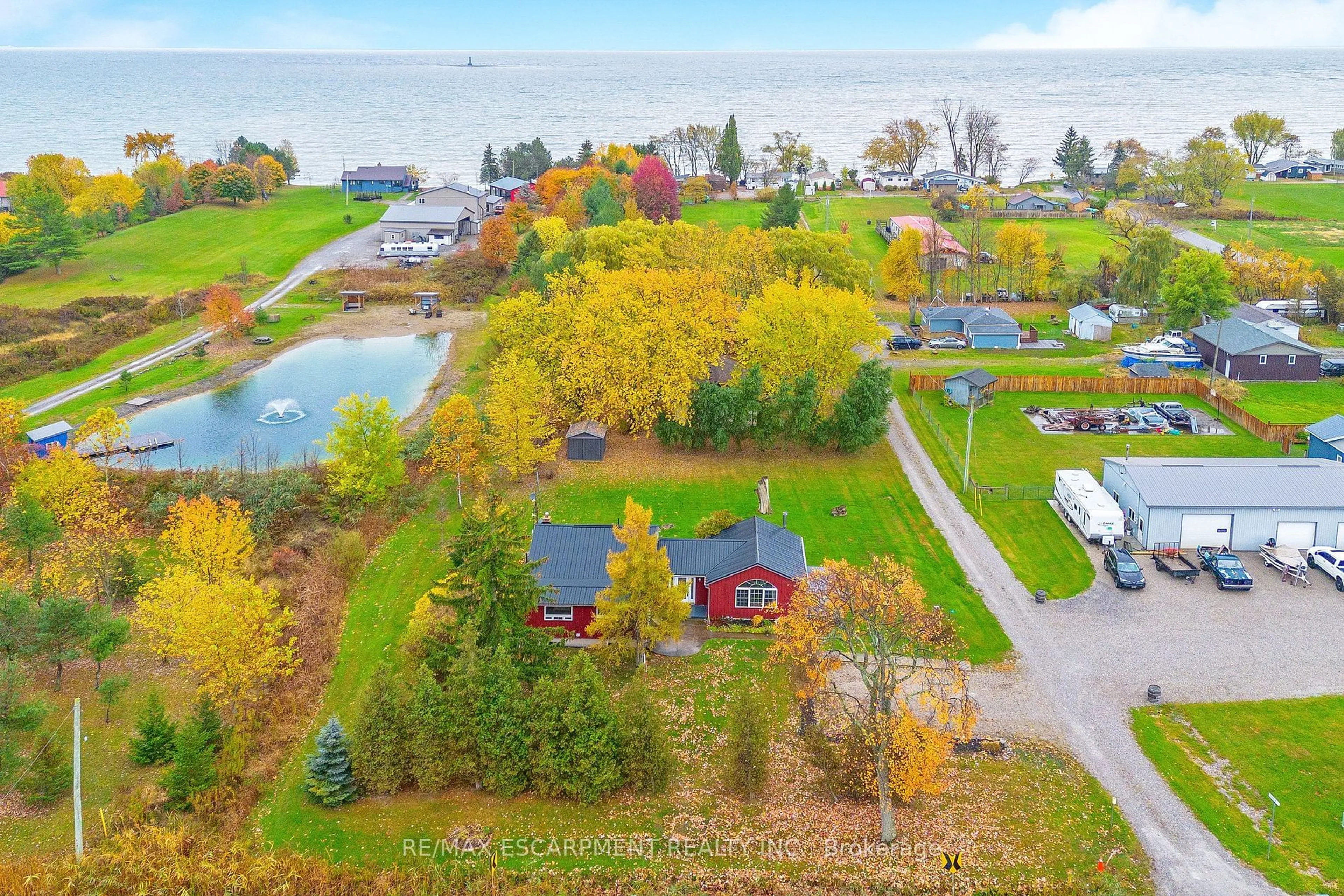 A pic from outside/outdoor area/front of a property/back of a property/a pic from drone, water/lake/river/ocean view for 1 MOHAWK Line, Haldimand Ontario N0A 1P0