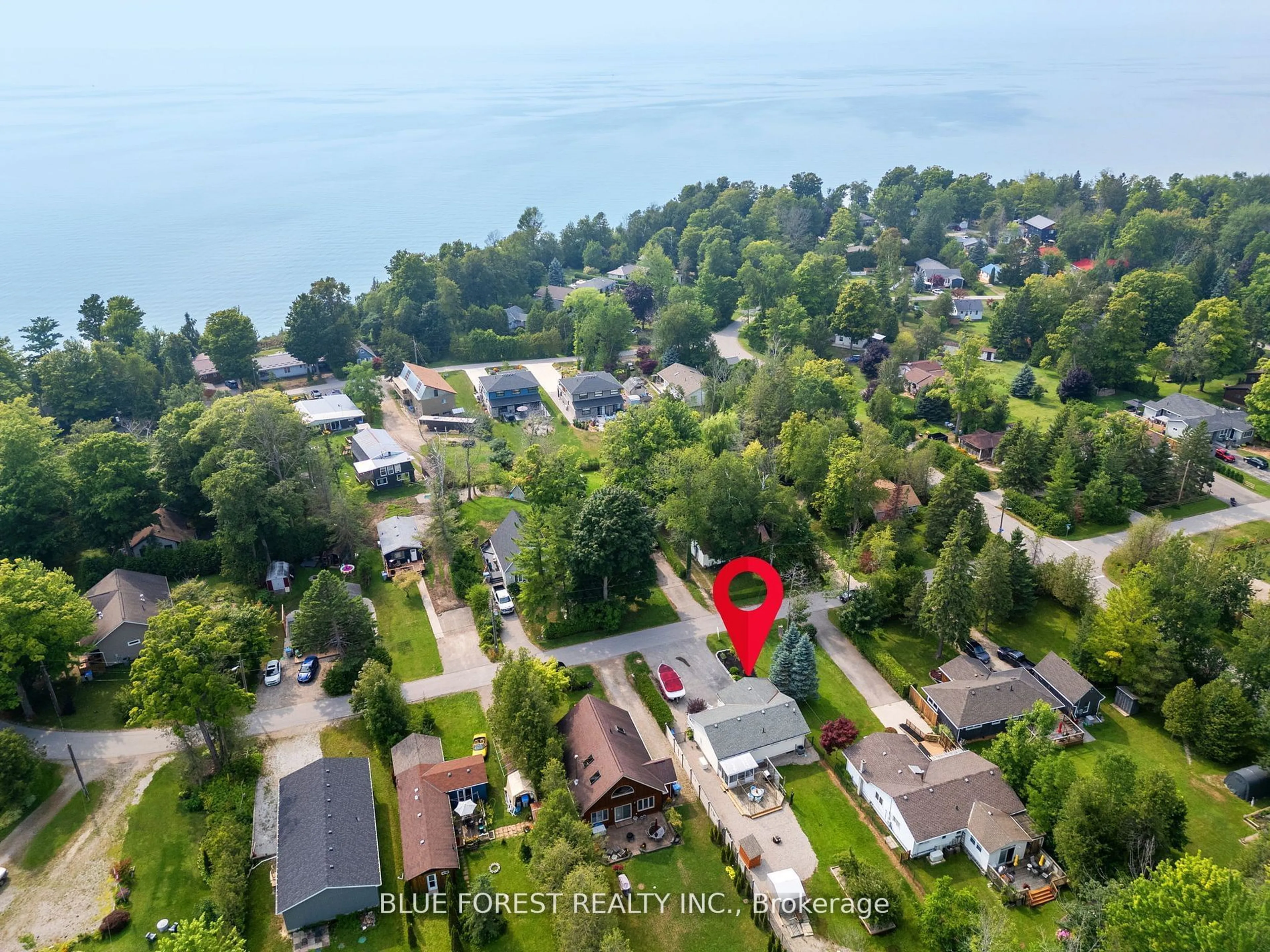 A pic from outside/outdoor area/front of a property/back of a property/a pic from drone, water/lake/river/ocean view for 7 Andrew Cres Acre, Goderich Ontario N7A 3X8