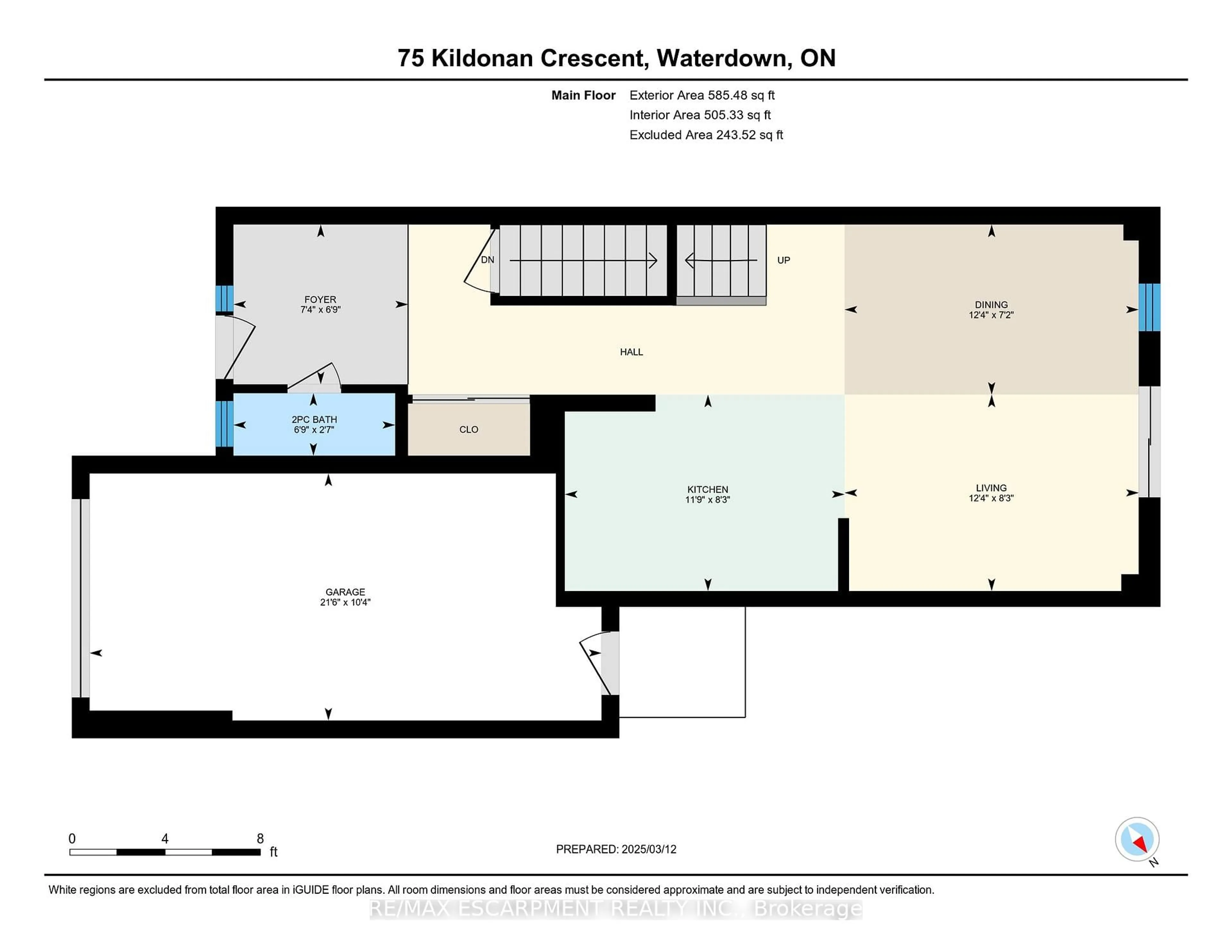 Floor plan for 75 Kildonan Cres, Hamilton Ontario L8P 0P8