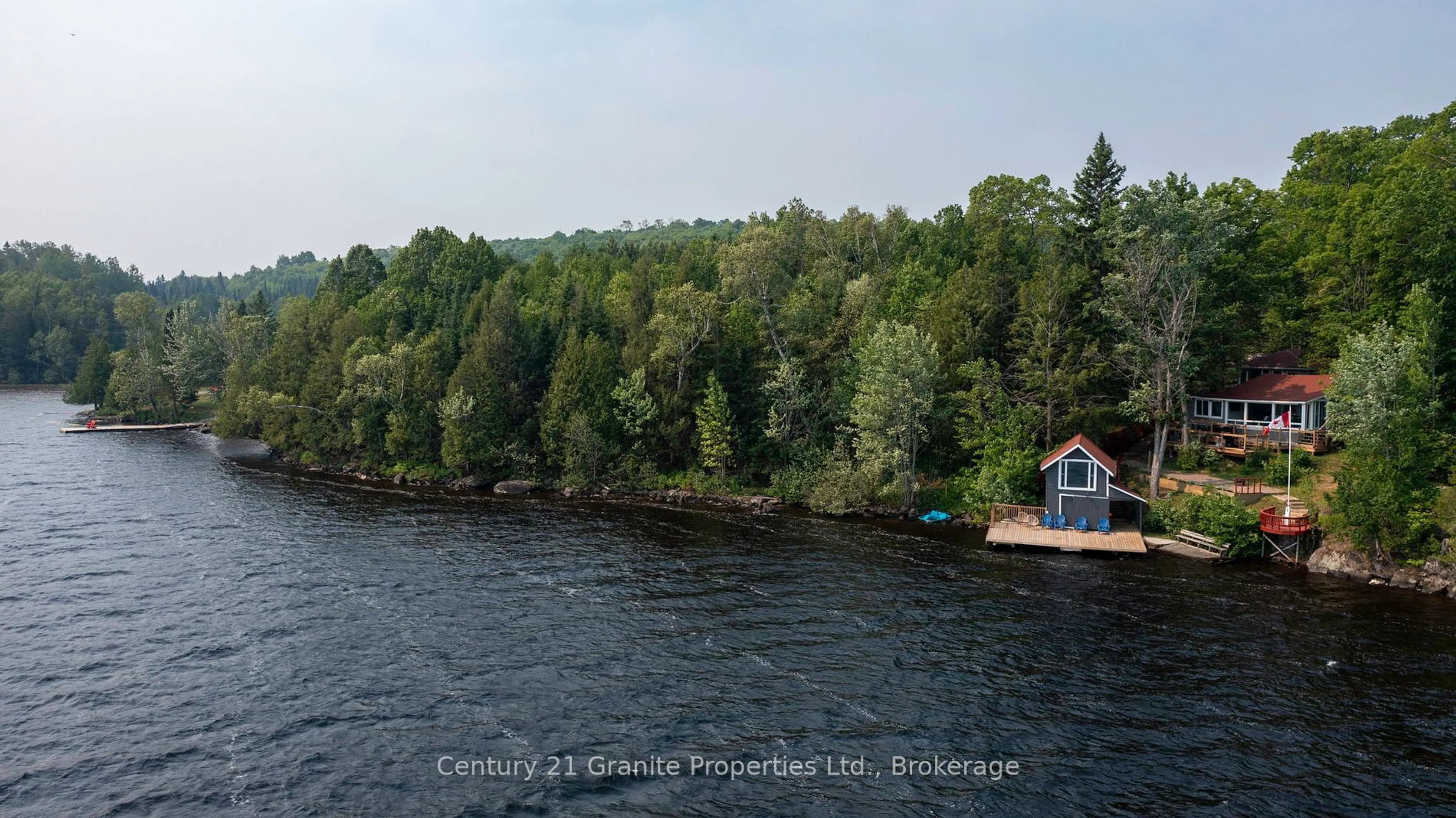 A pic from outside/outdoor area/front of a property/back of a property/a pic from drone, water/lake/river/ocean view for 4 A & B Starratt Rd, Ryerson Ontario P0A 1C0