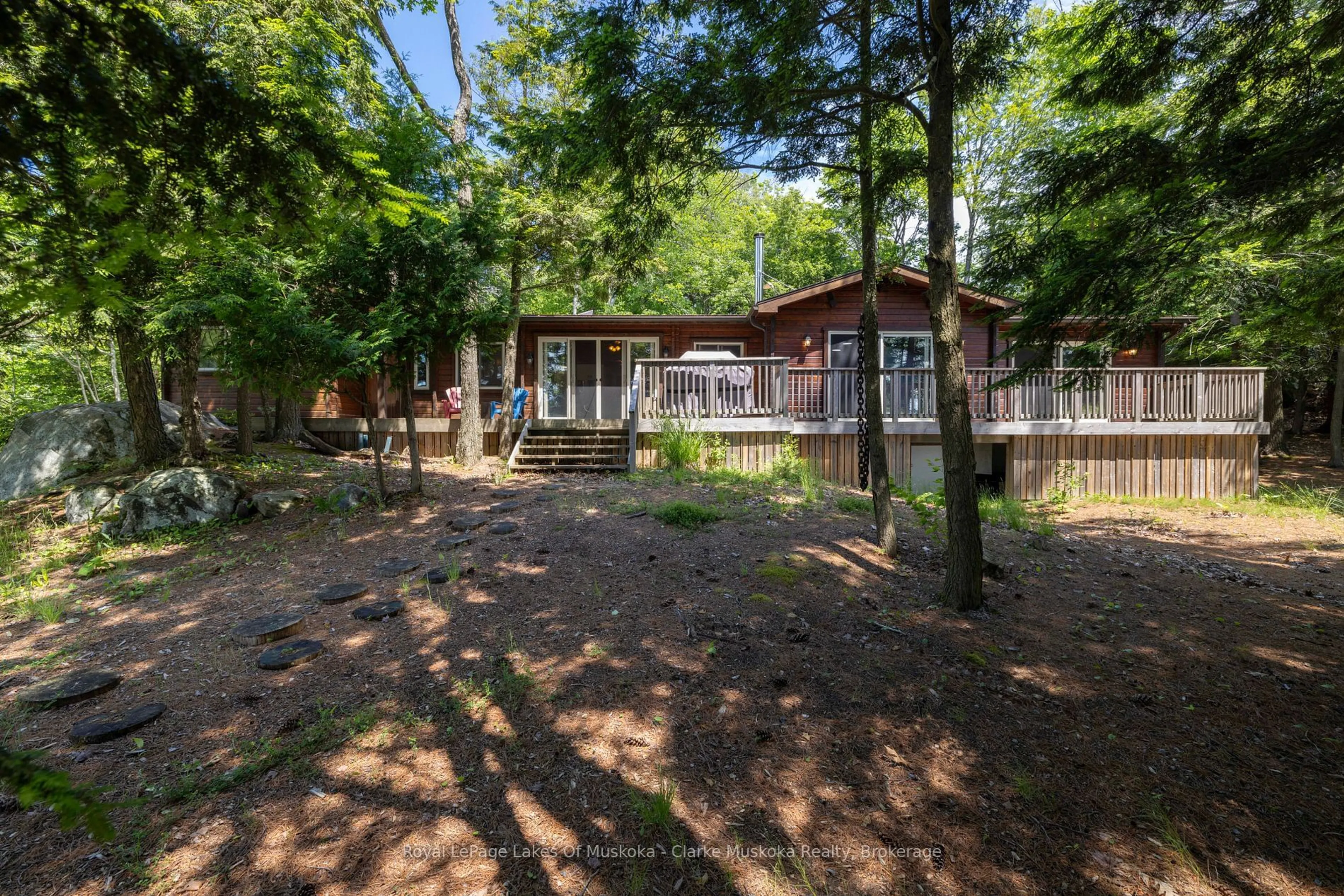 A pic from outside/outdoor area/front of a property/back of a property/a pic from drone, forest/trees view for 215 Crane Lake Water N/A, The Archipelago Ontario P2A 0B7