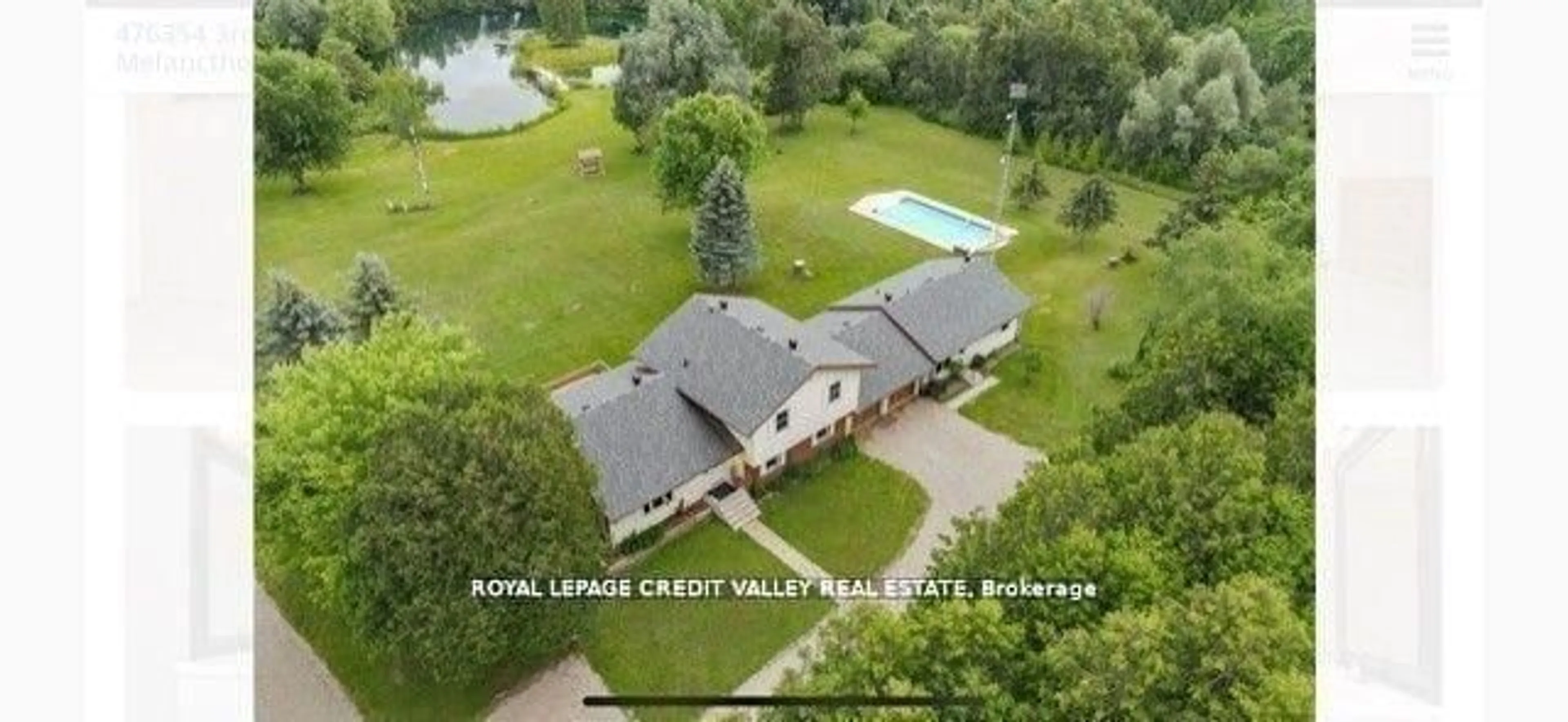 A pic from outside/outdoor area/front of a property/back of a property/a pic from drone, water/lake/river/ocean view for 476345 3rd Line, Melancthon Ontario L9V 1T4