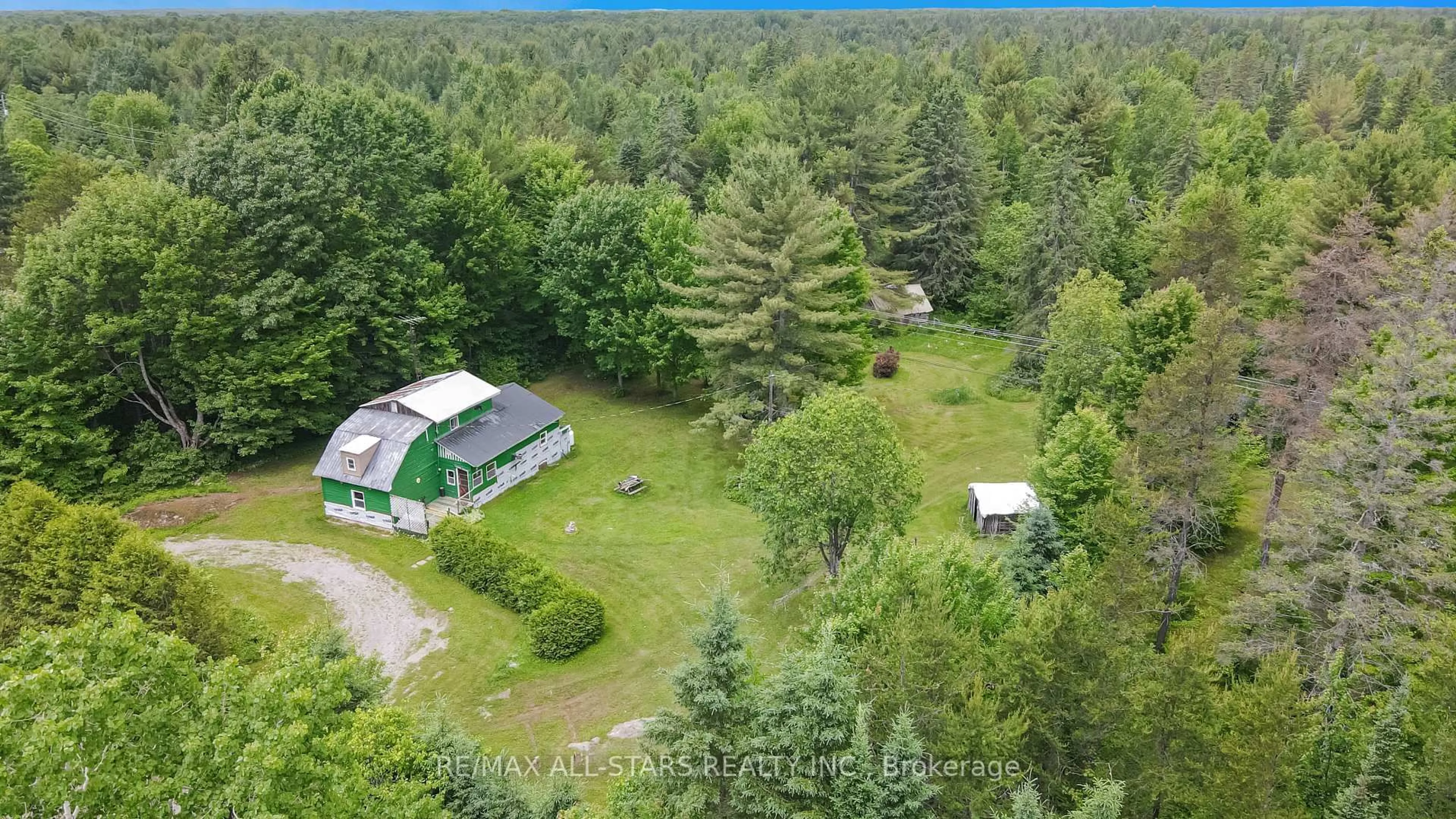 A pic from outside/outdoor area/front of a property/back of a property/a pic from drone, forest/trees view for 189 Boundary Rd, Kawartha Lakes Ontario K0M 2A0