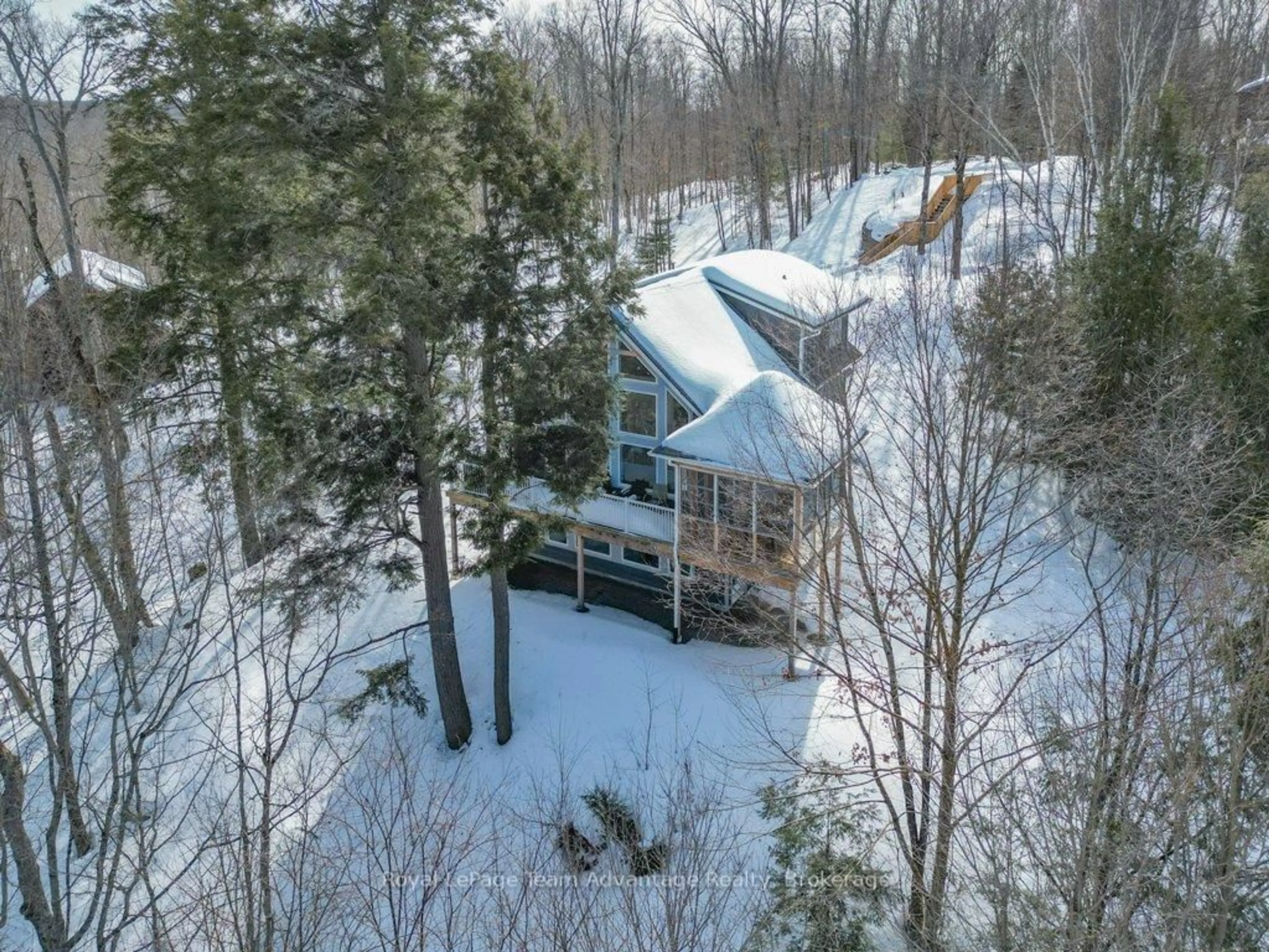 A pic from outside/outdoor area/front of a property/back of a property/a pic from drone, forest/trees view for 63 Maple Dr, Perry Ontario P1H 2J8