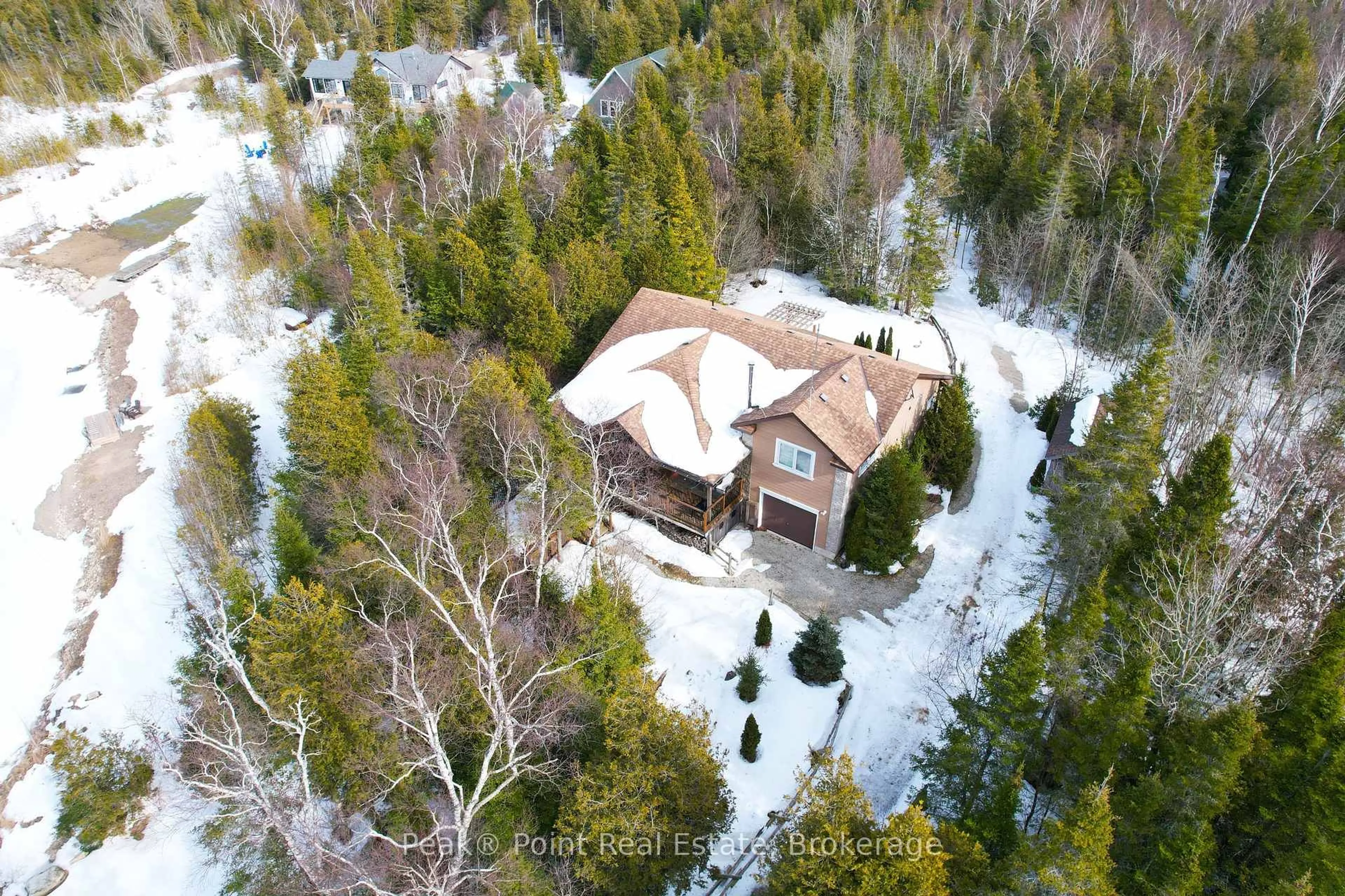 A pic from outside/outdoor area/front of a property/back of a property/a pic from drone, forest/trees view for 150 Walter Charman Dr, Northern Bruce Peninsula Ontario N0H 1W0