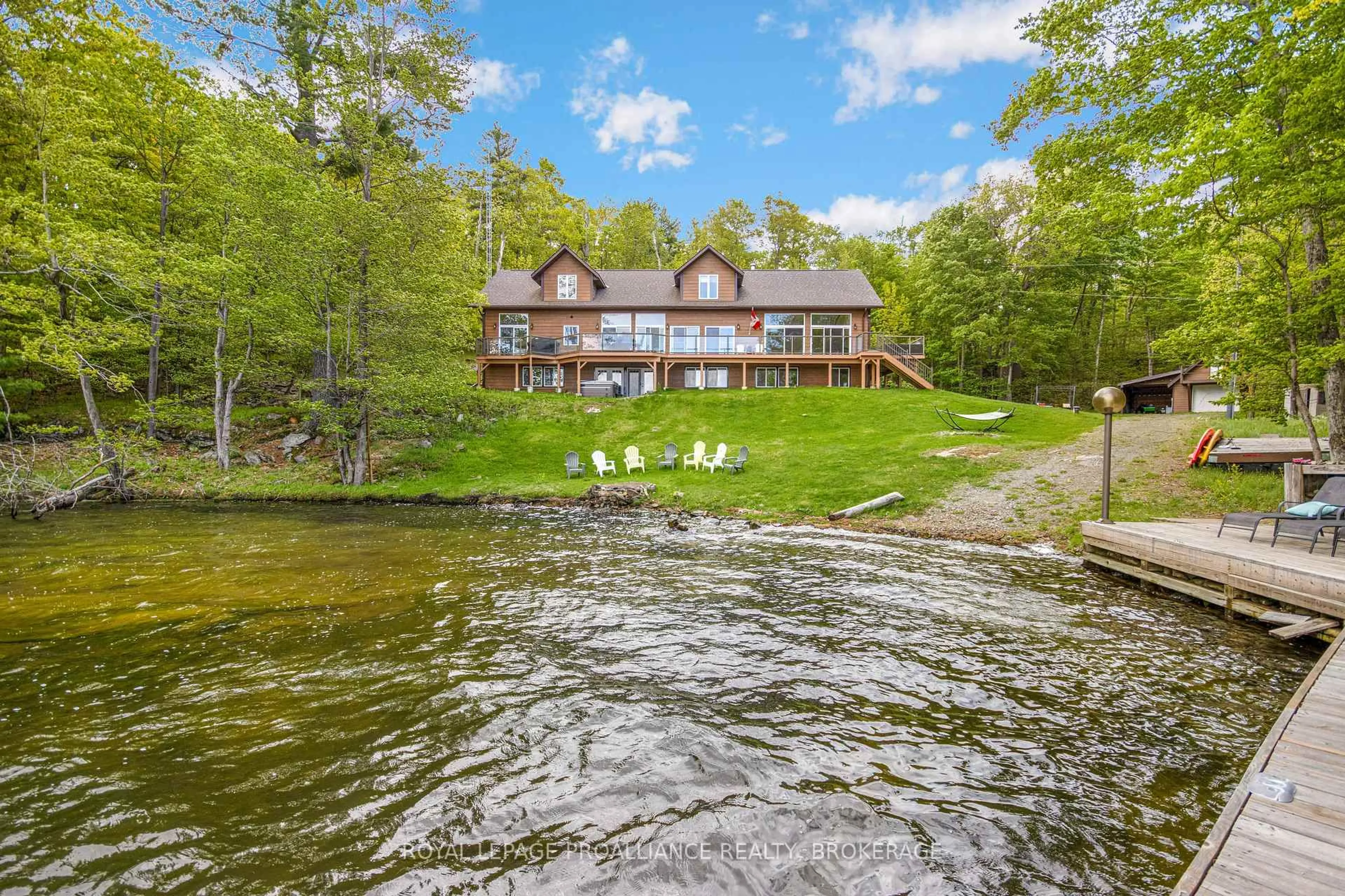 A pic from outside/outdoor area/front of a property/back of a property/a pic from drone, water/lake/river/ocean view for B-459 Deadlock Bay Rd, Rideau Lakes Ontario K0G 1E0