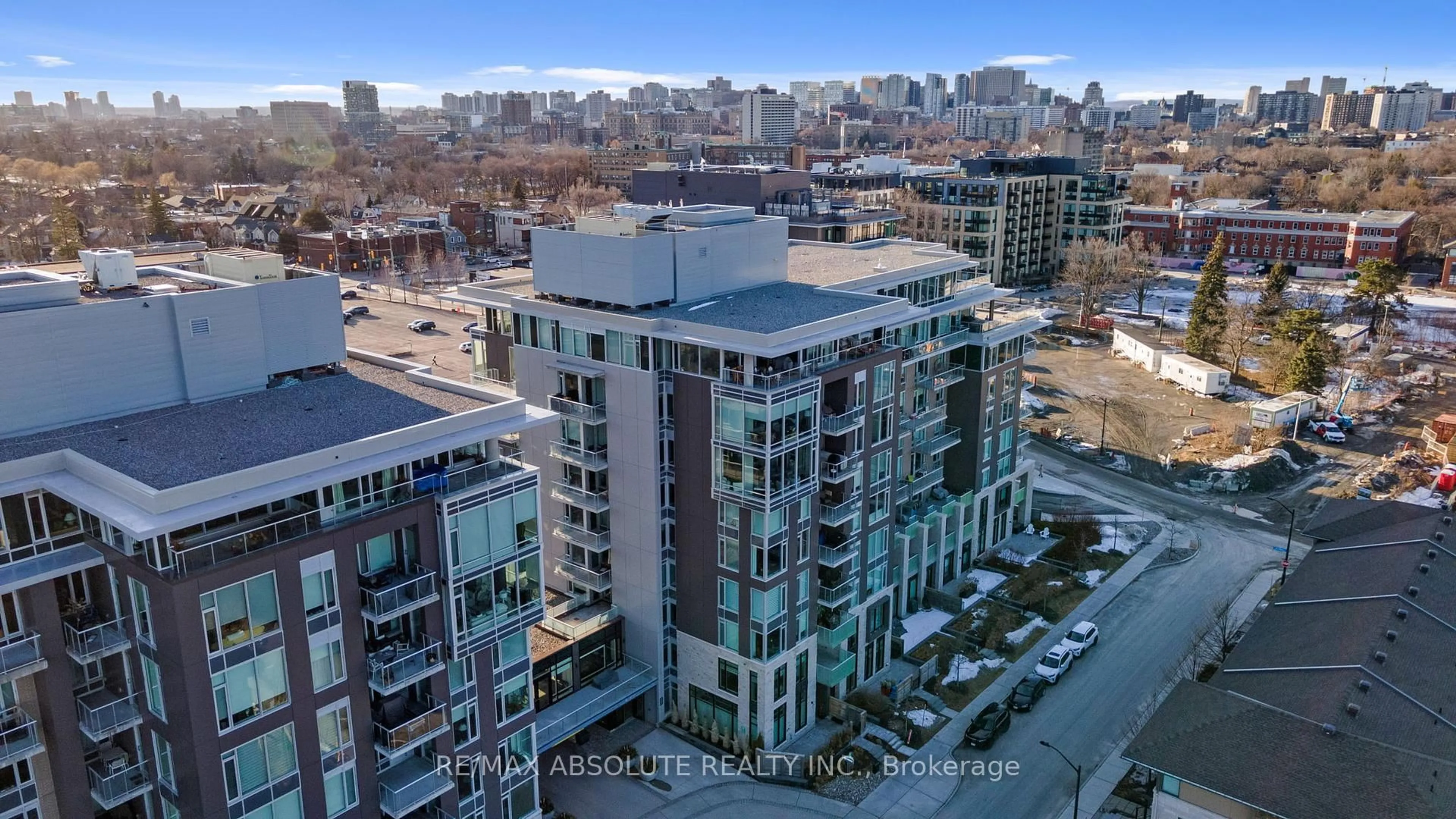 A pic from outside/outdoor area/front of a property/back of a property/a pic from drone, city buildings view from balcony for 570 De Mazenod Ave #510, Ottawa Ontario K1S 5X2