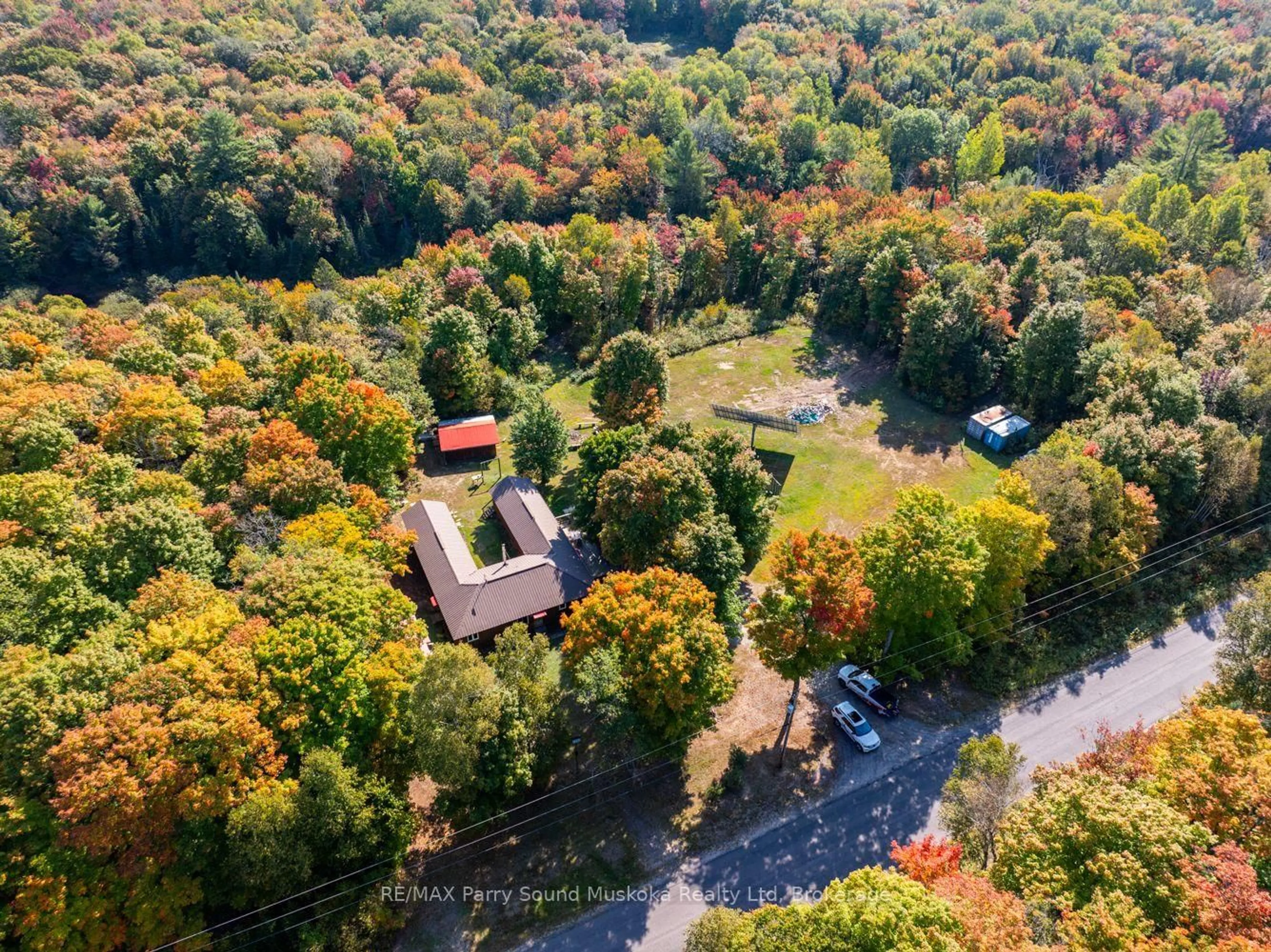 A pic from outside/outdoor area/front of a property/back of a property/a pic from drone, forest/trees view for 1099 BUNNY TRAIL N/A, Whitestone Ontario P0A 1G0