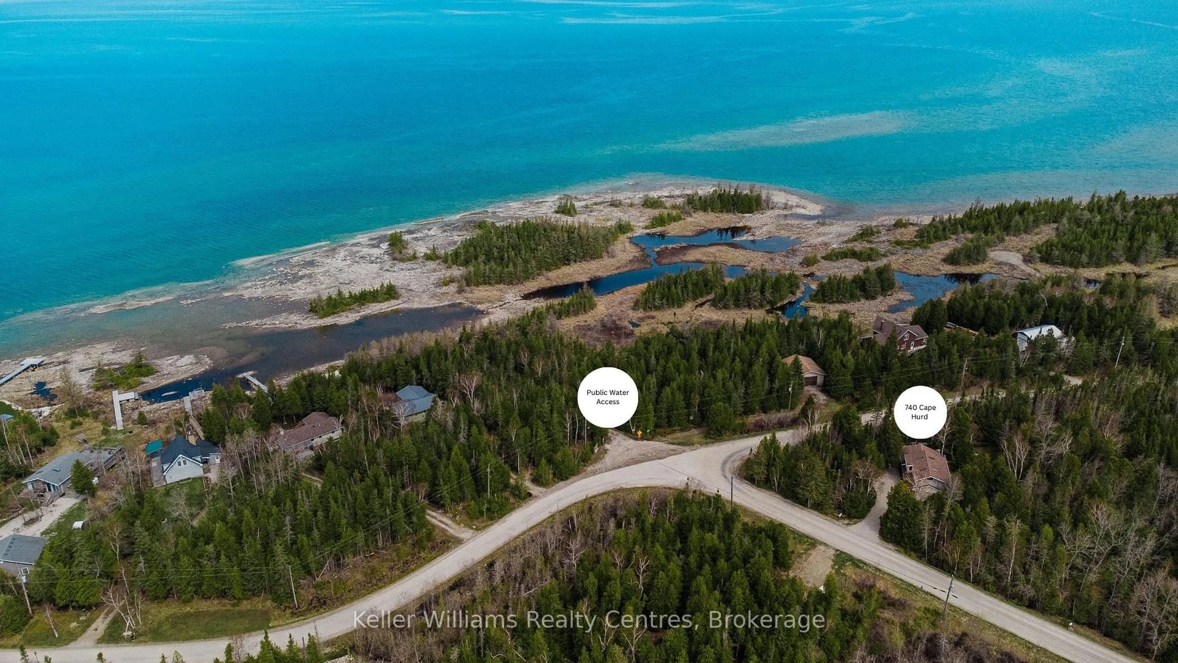 A pic from outside/outdoor area/front of a property/back of a property/a pic from drone, water/lake/river/ocean view for 740 CAPE HURD Rd, Northern Bruce Peninsula Ontario N0H 2R0