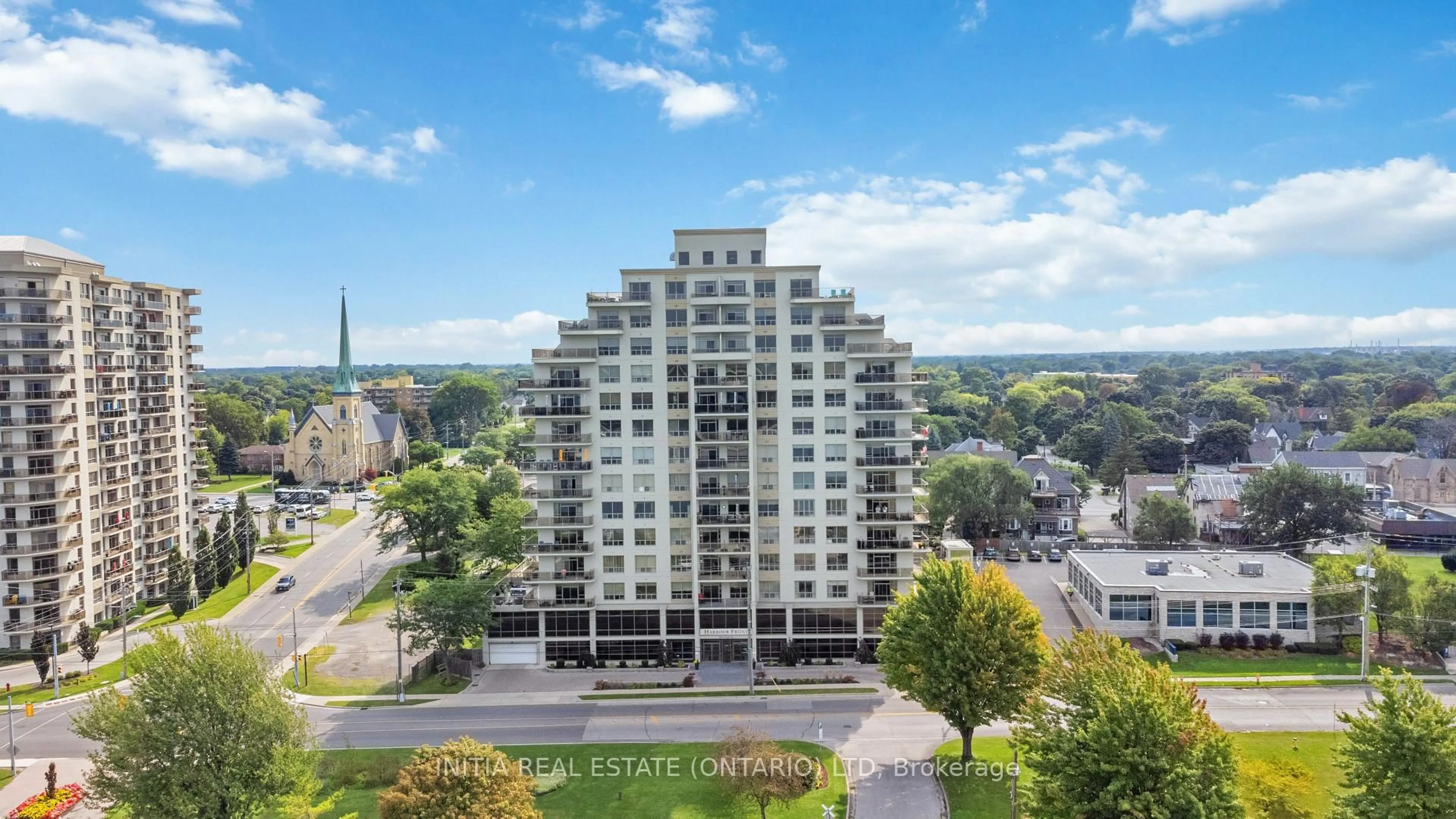 A pic from outside/outdoor area/front of a property/back of a property/a pic from drone, city buildings view from balcony for 350 Front St #606, Sarnia Ontario N7T 0A1