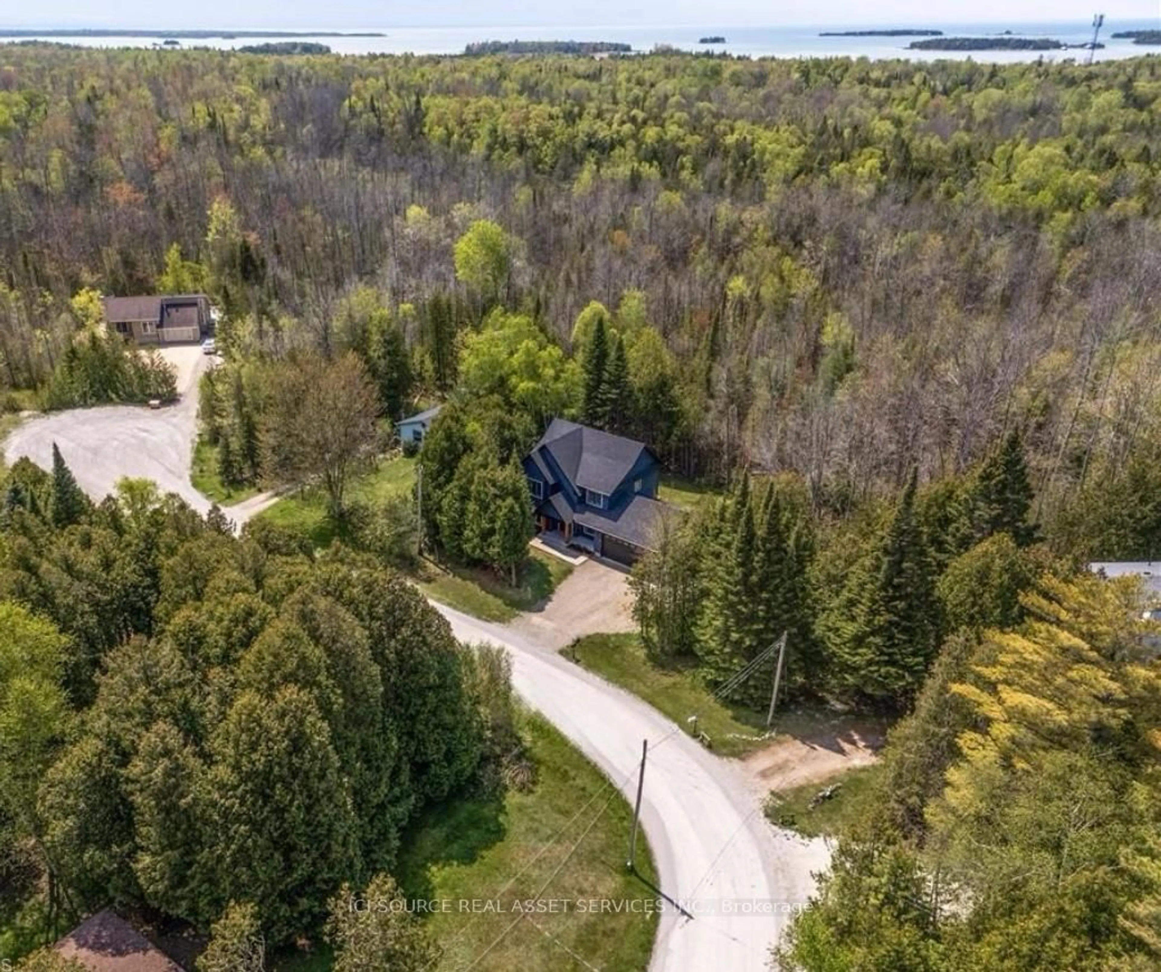 A pic from outside/outdoor area/front of a property/back of a property/a pic from drone, water/lake/river/ocean view for 19 Laurdo Cres, South Bruce Peninsula Ontario N0H 2T0