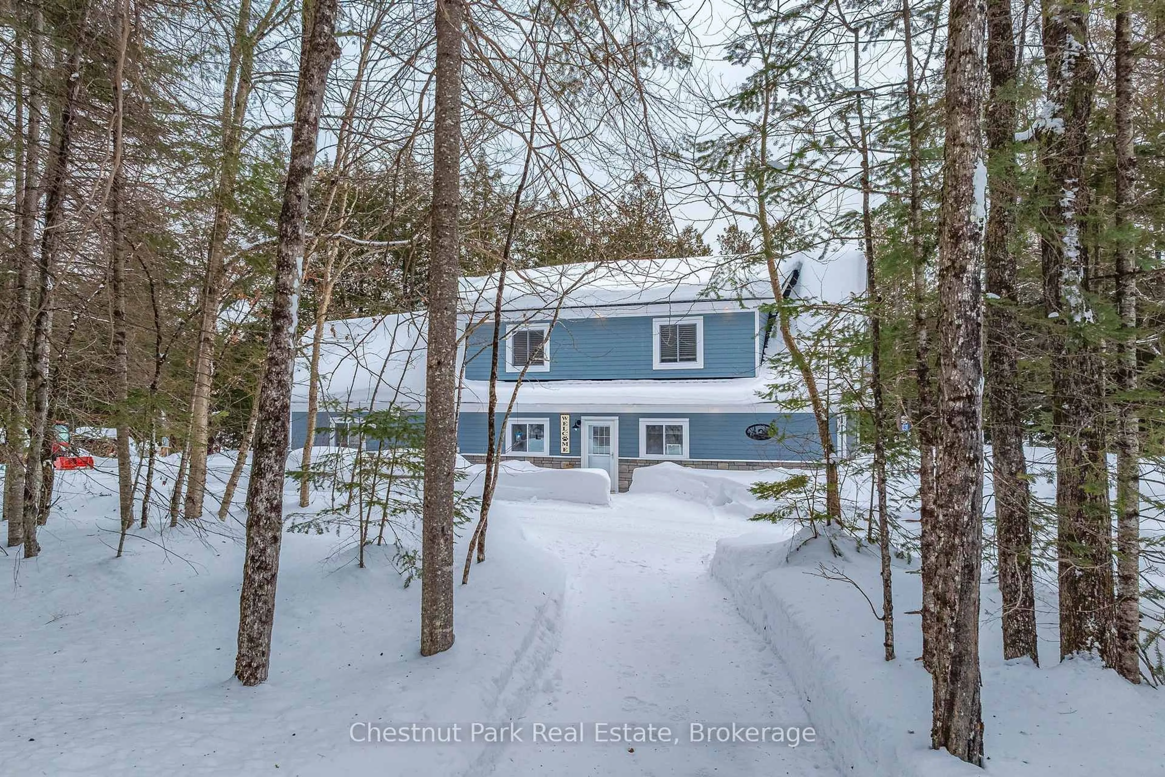 A pic from outside/outdoor area/front of a property/back of a property/a pic from drone, street for 1030 Brooks Lake Rd, Lake of Bays Ontario P1H 2J6