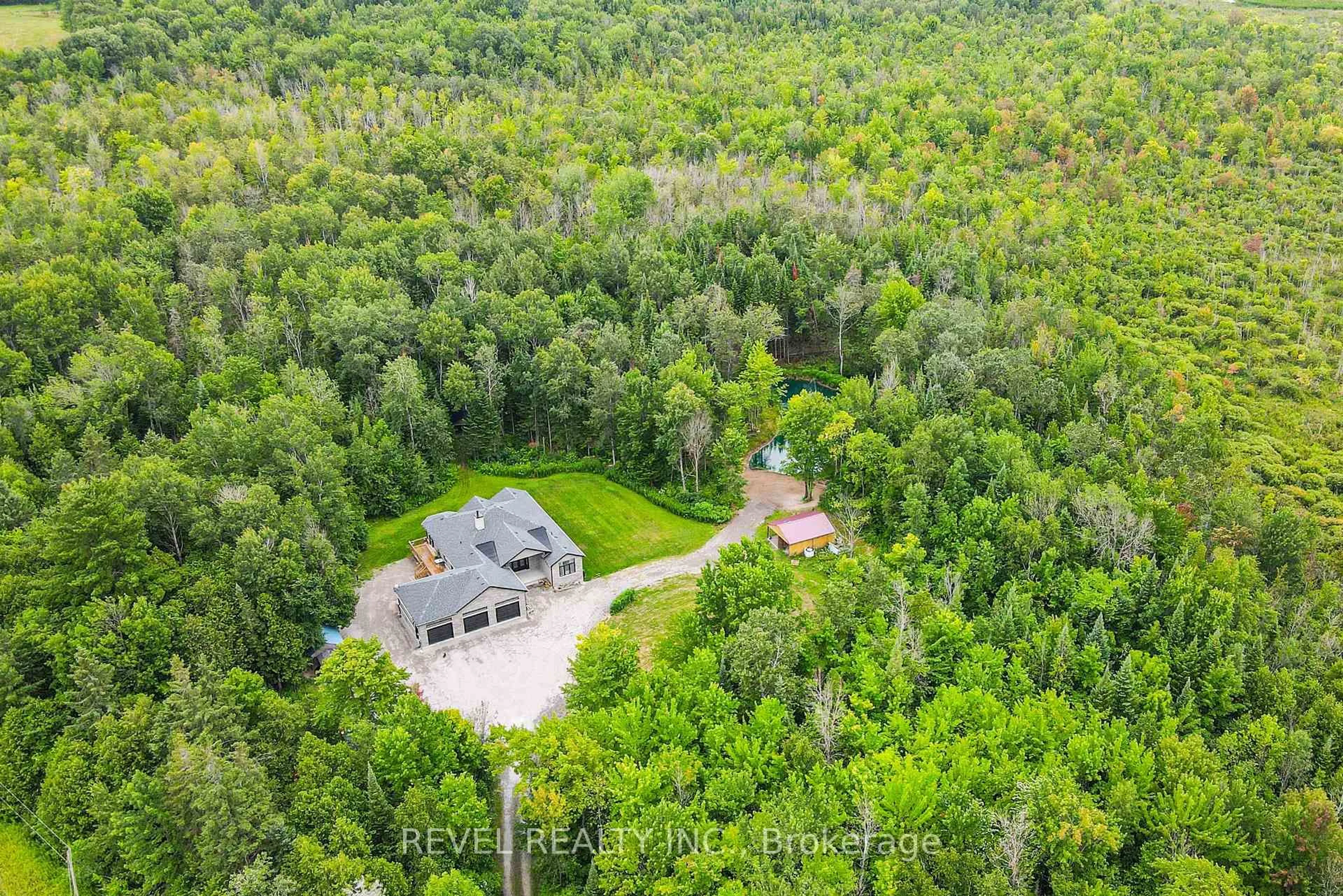 A pic from outside/outdoor area/front of a property/back of a property/a pic from drone, forest/trees view for 99 Kagawong Rd, Kawartha Lakes Ontario K0M 1G0