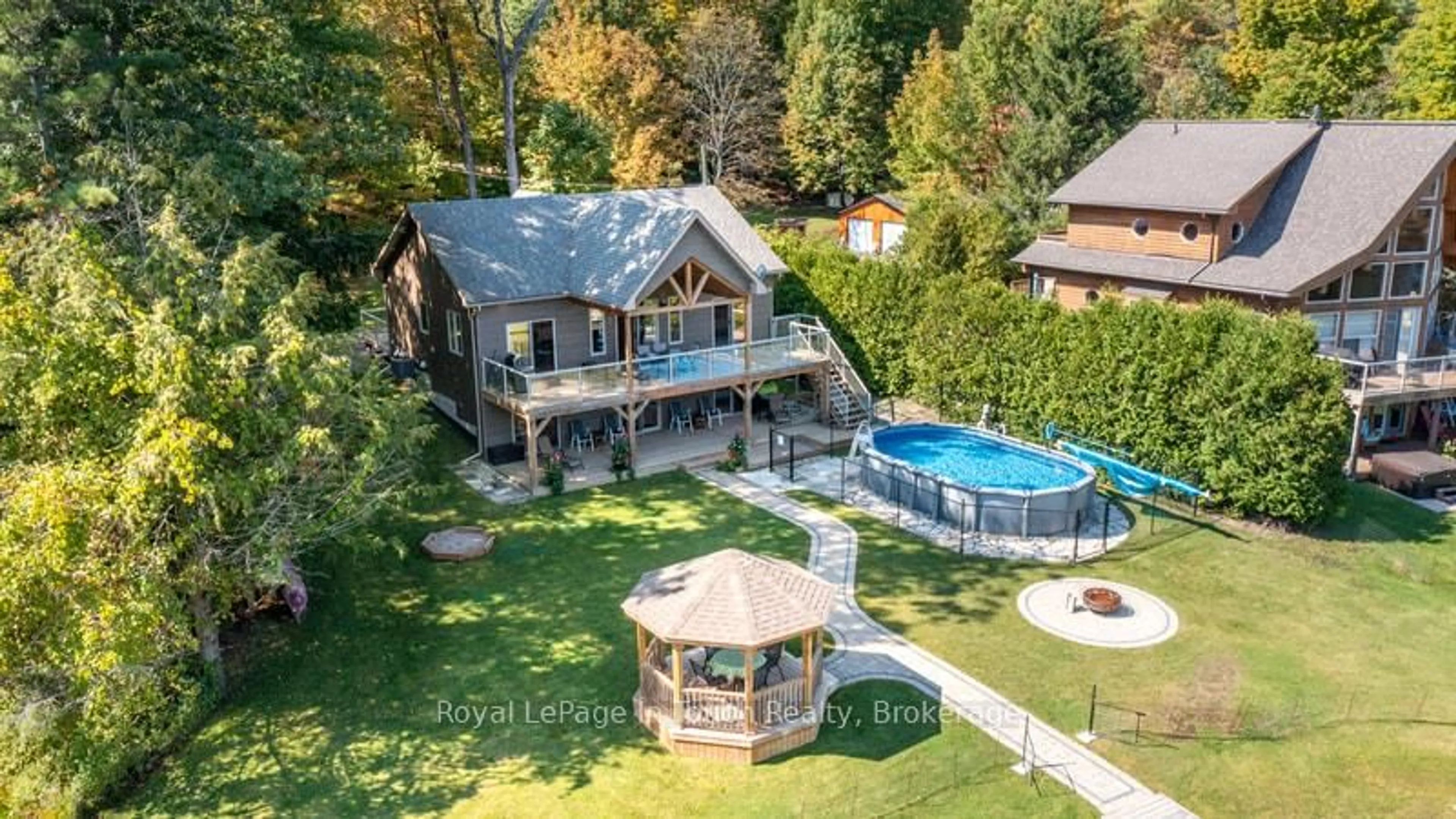 A pic from outside/outdoor area/front of a property/back of a property/a pic from drone, water/lake/river/ocean view for 149 JOHN BUCHLER Rd, Georgian Bay Ontario L0K 1S0