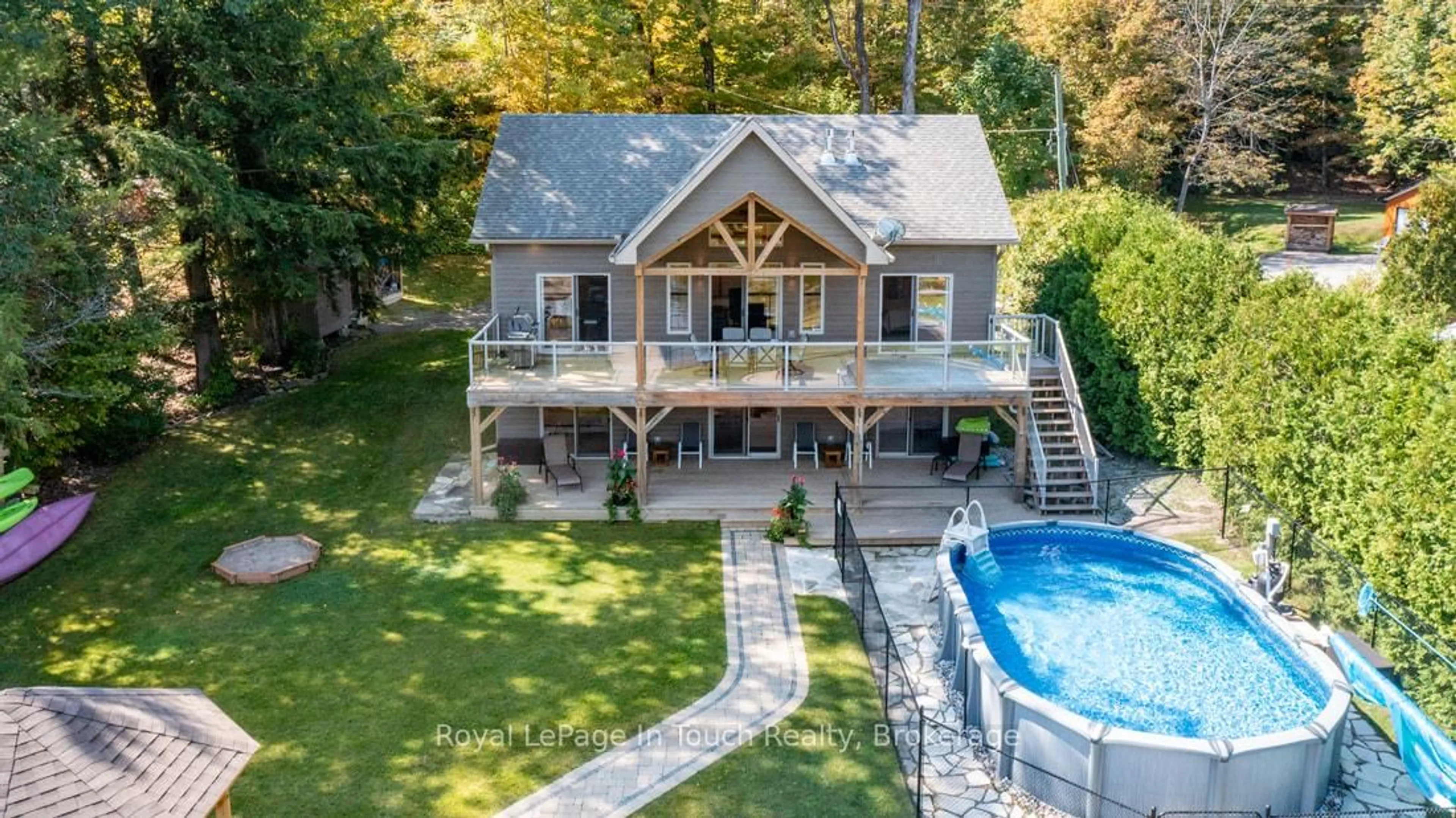 A pic from outside/outdoor area/front of a property/back of a property/a pic from drone, water/lake/river/ocean view for 149 JOHN BUCHLER Rd, Georgian Bay Ontario L0K 1S0