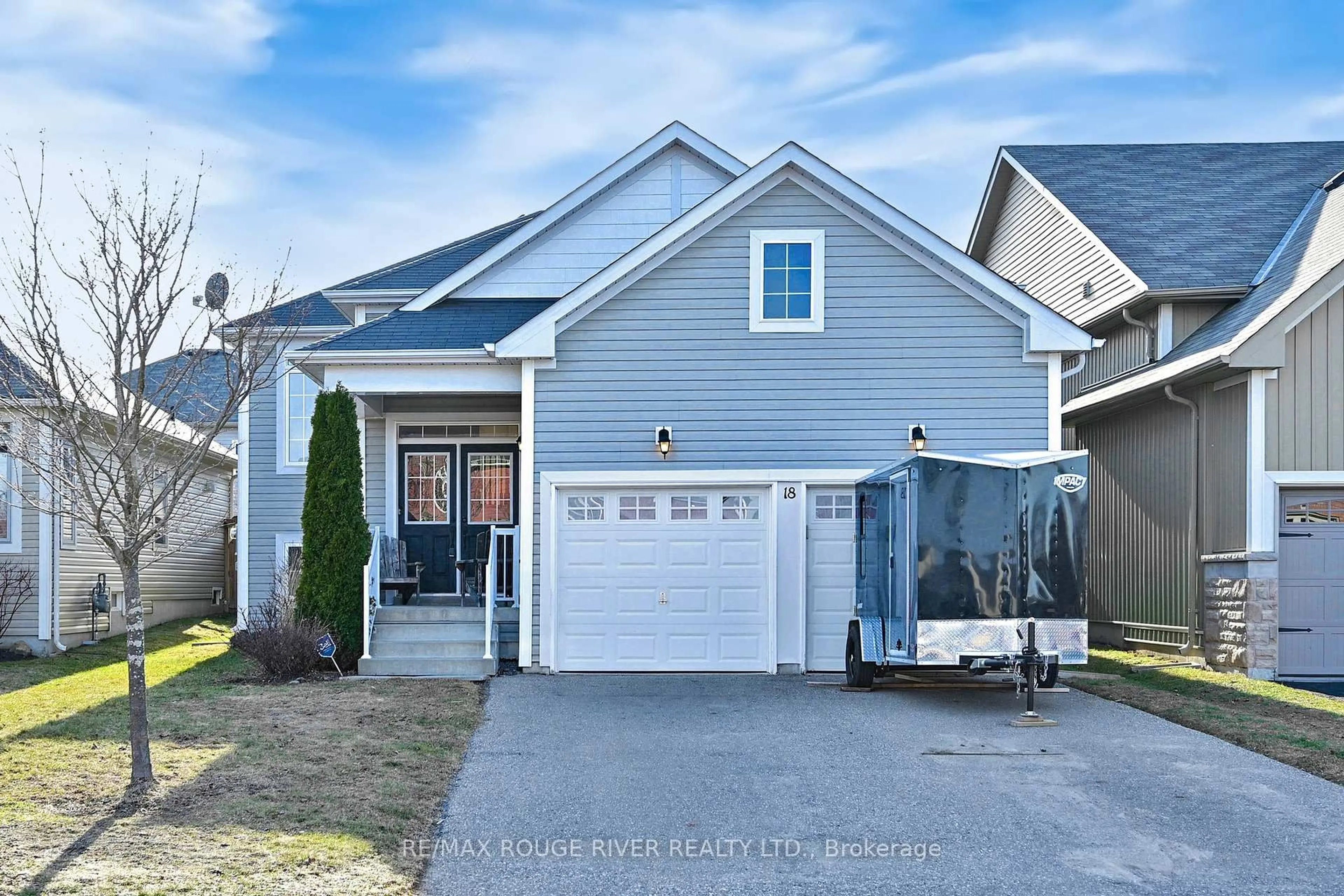 Home with vinyl exterior material, street for 18 Grainger Cres, Port Hope Ontario L1A 0B8