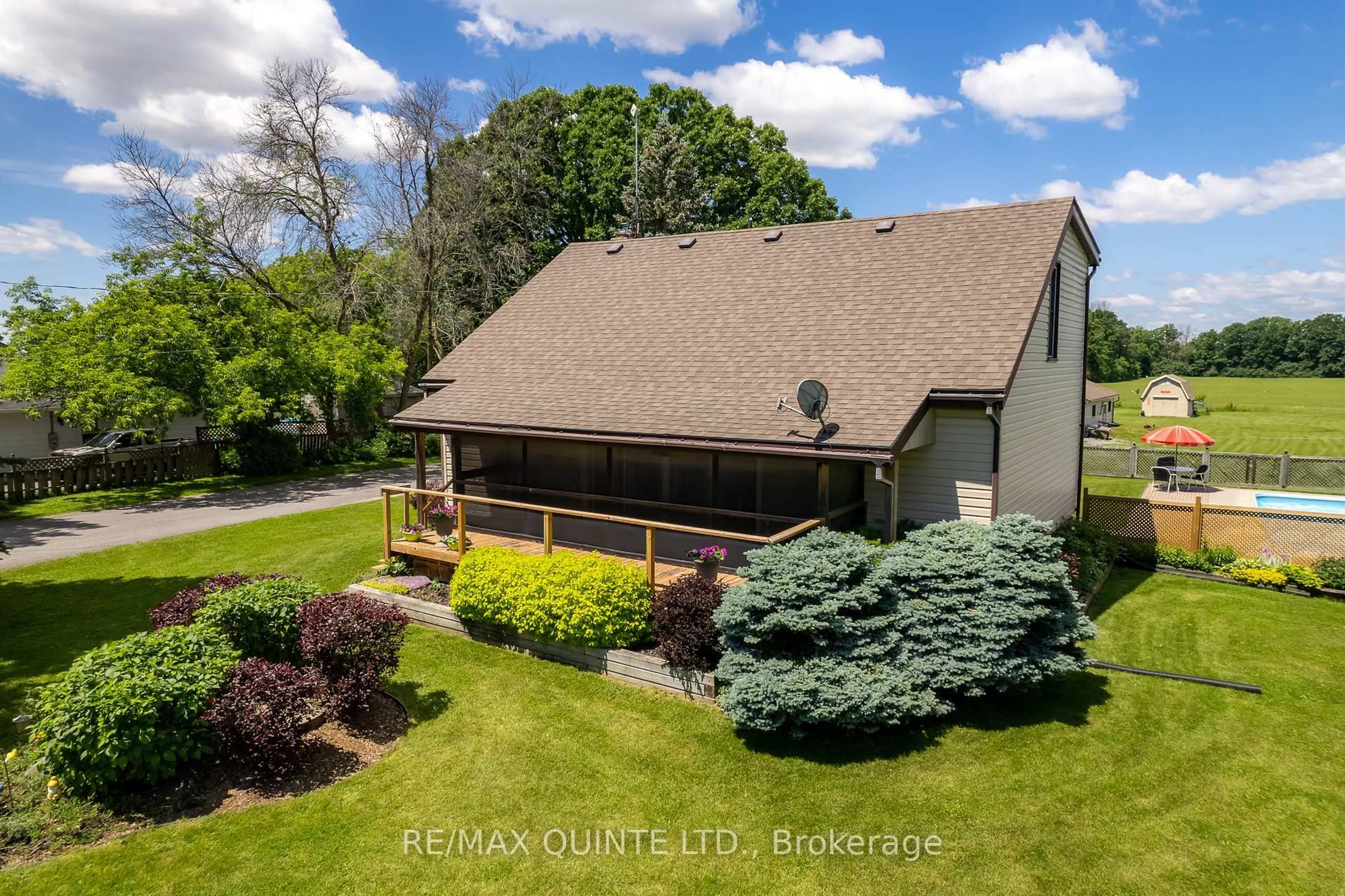 A pic from outside/outdoor area/front of a property/back of a property/a pic from drone, water/lake/river/ocean view for 257 Elmbrook Rd, Prince Edward County Ontario K0K 2T0