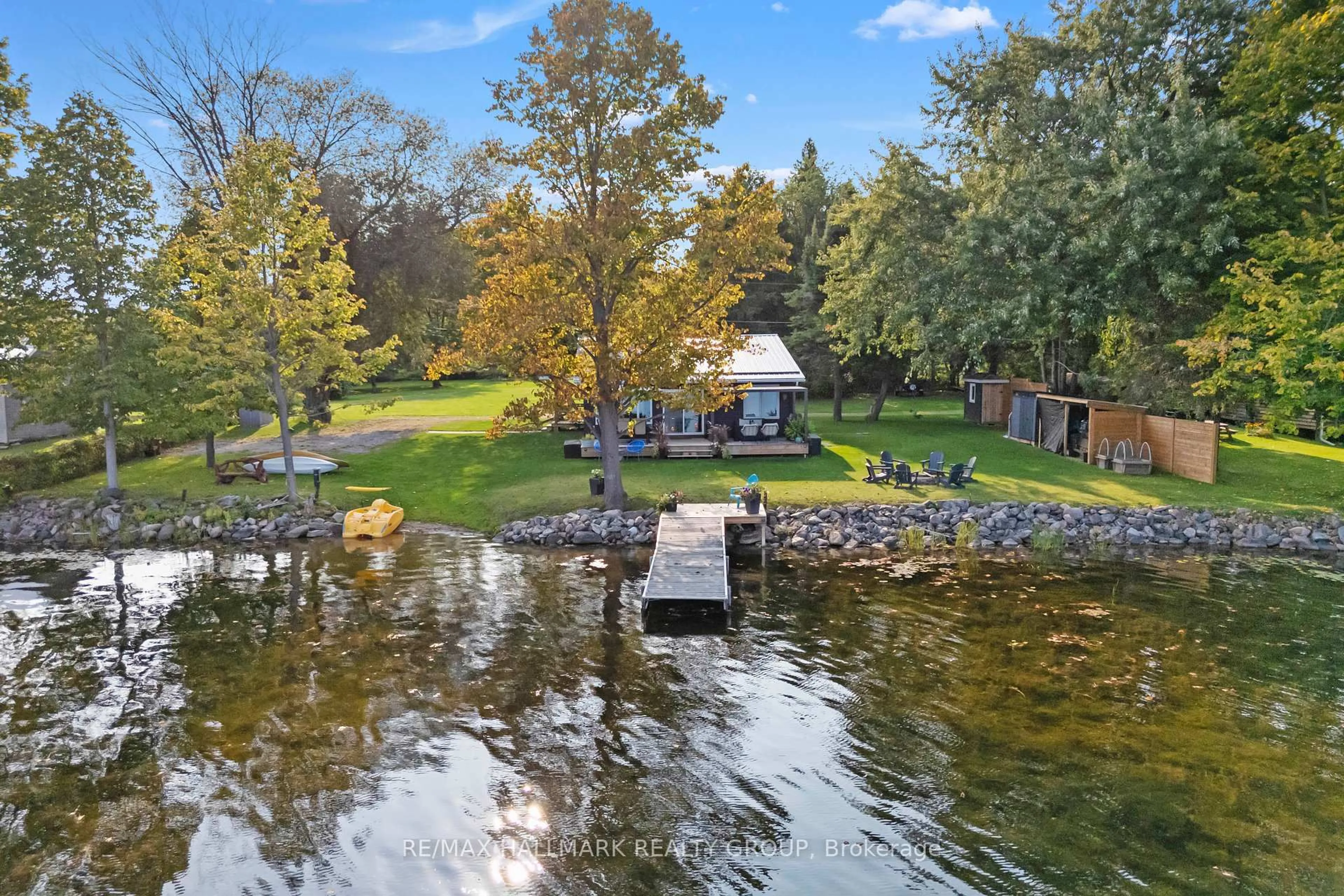 A pic from outside/outdoor area/front of a property/back of a property/a pic from drone, water/lake/river/ocean view for 366 Beaudry Lane, Eganville Ontario K0J 1T0