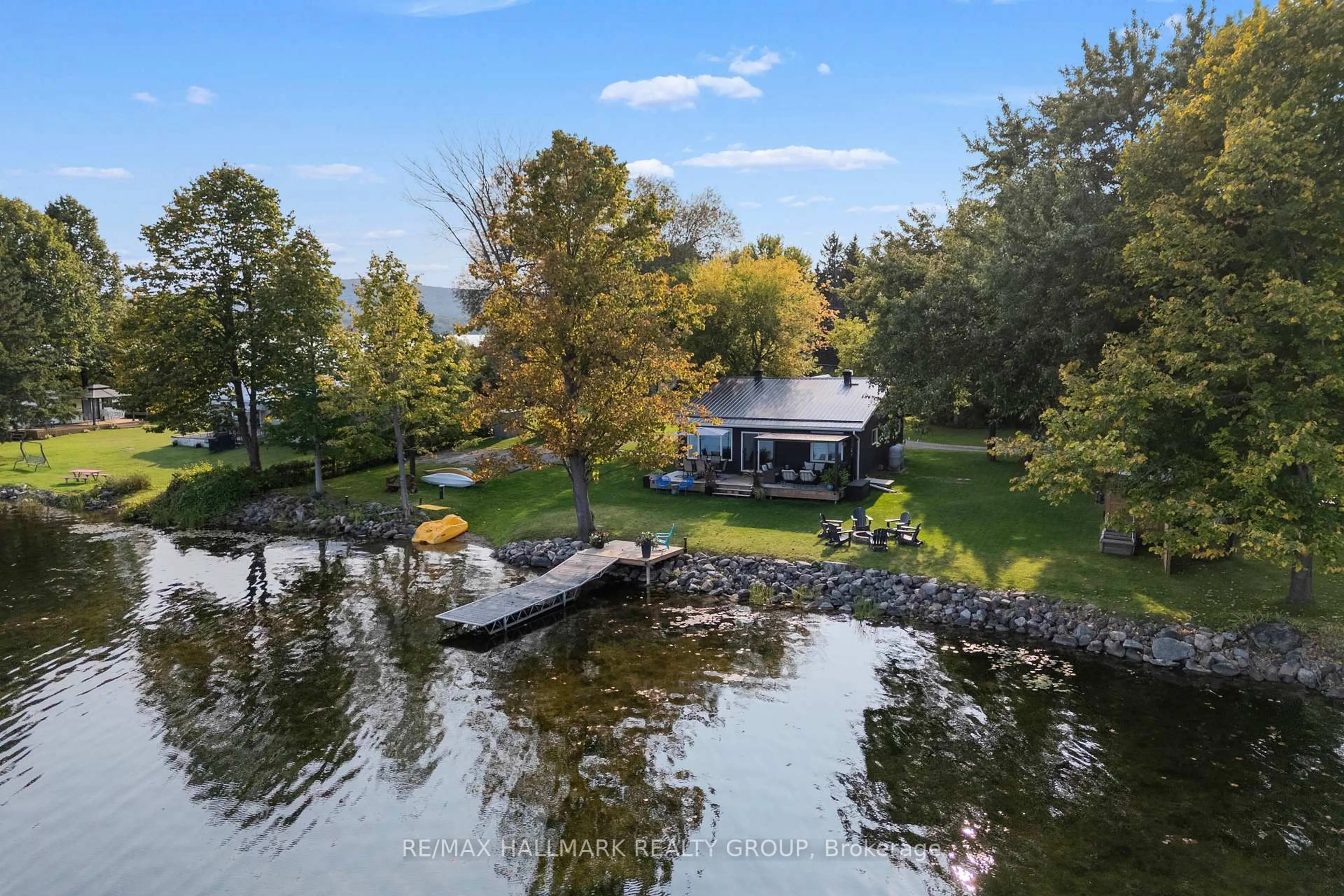 A pic from outside/outdoor area/front of a property/back of a property/a pic from drone, water/lake/river/ocean view for 366 Beaudry Lane, Eganville Ontario K0J 1T0