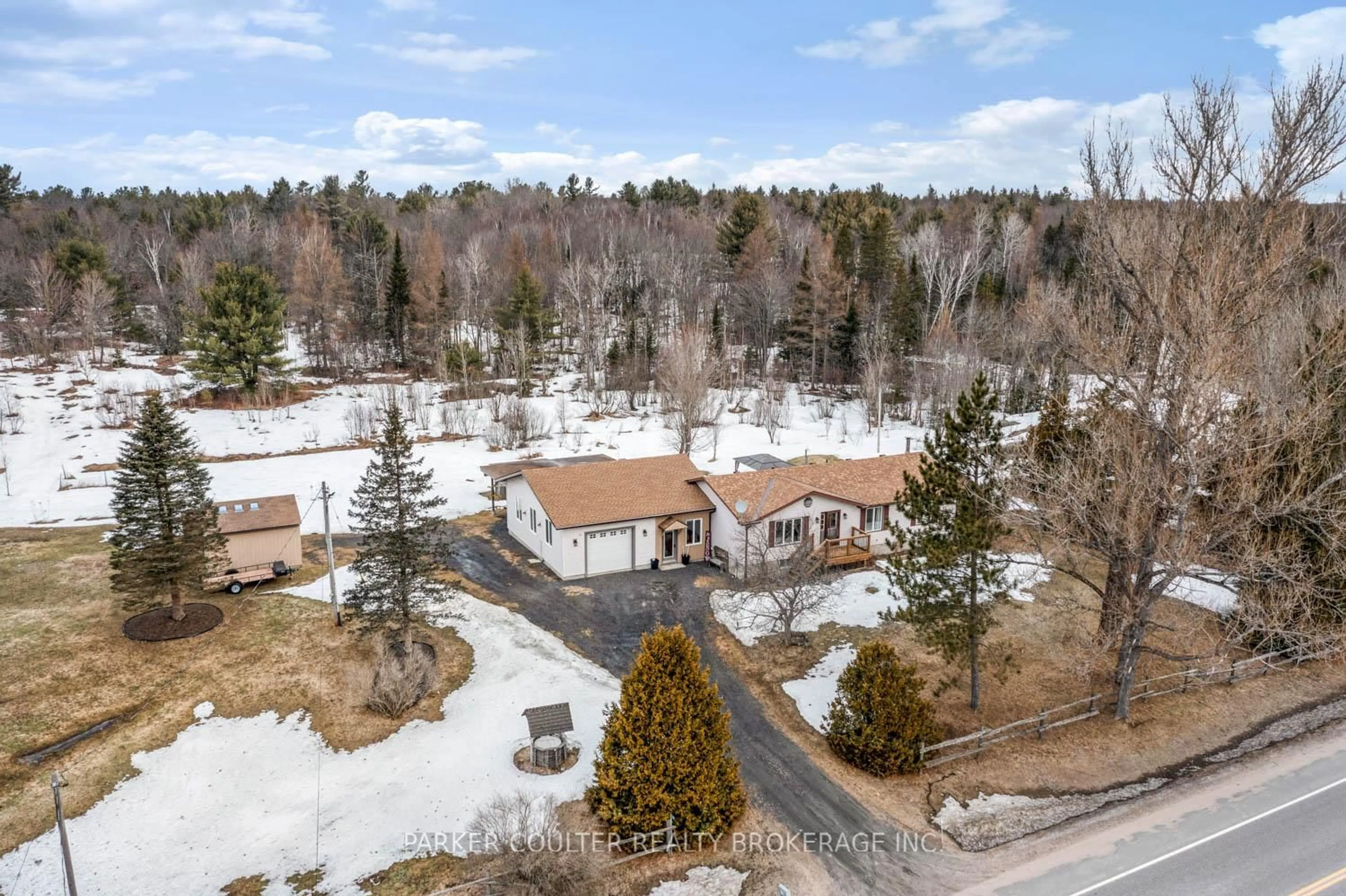 A pic from outside/outdoor area/front of a property/back of a property/a pic from drone, unknown for 528 124 Highway N/A, McDougall Ontario P2A 2W7