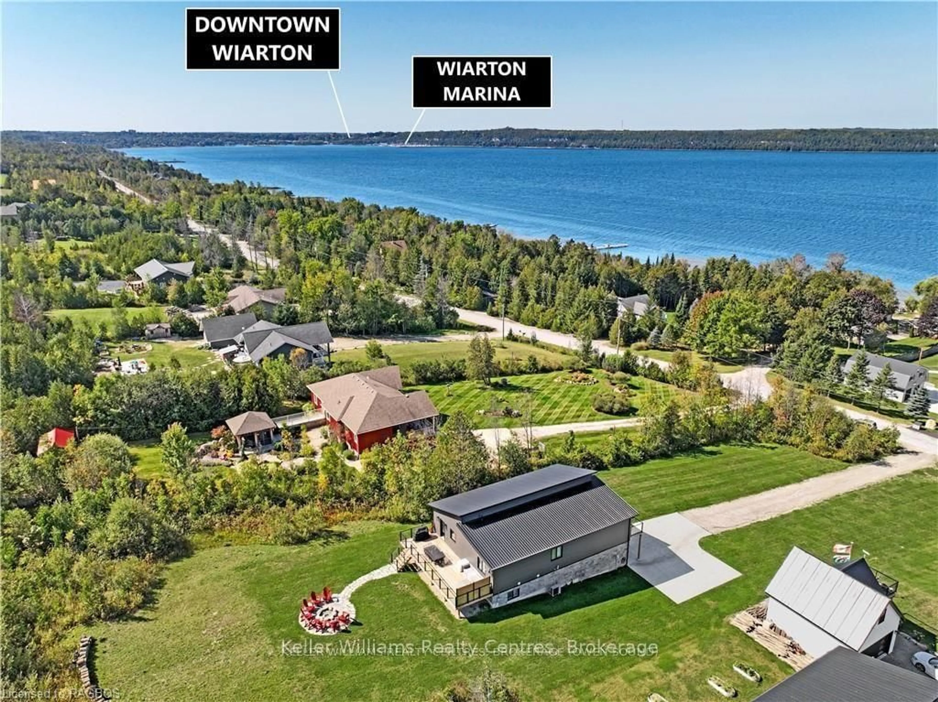 A pic from outside/outdoor area/front of a property/back of a property/a pic from drone, water/lake/river/ocean view for 138 SUNSET Blvd, Georgian Bluffs Ontario N0H 2T0