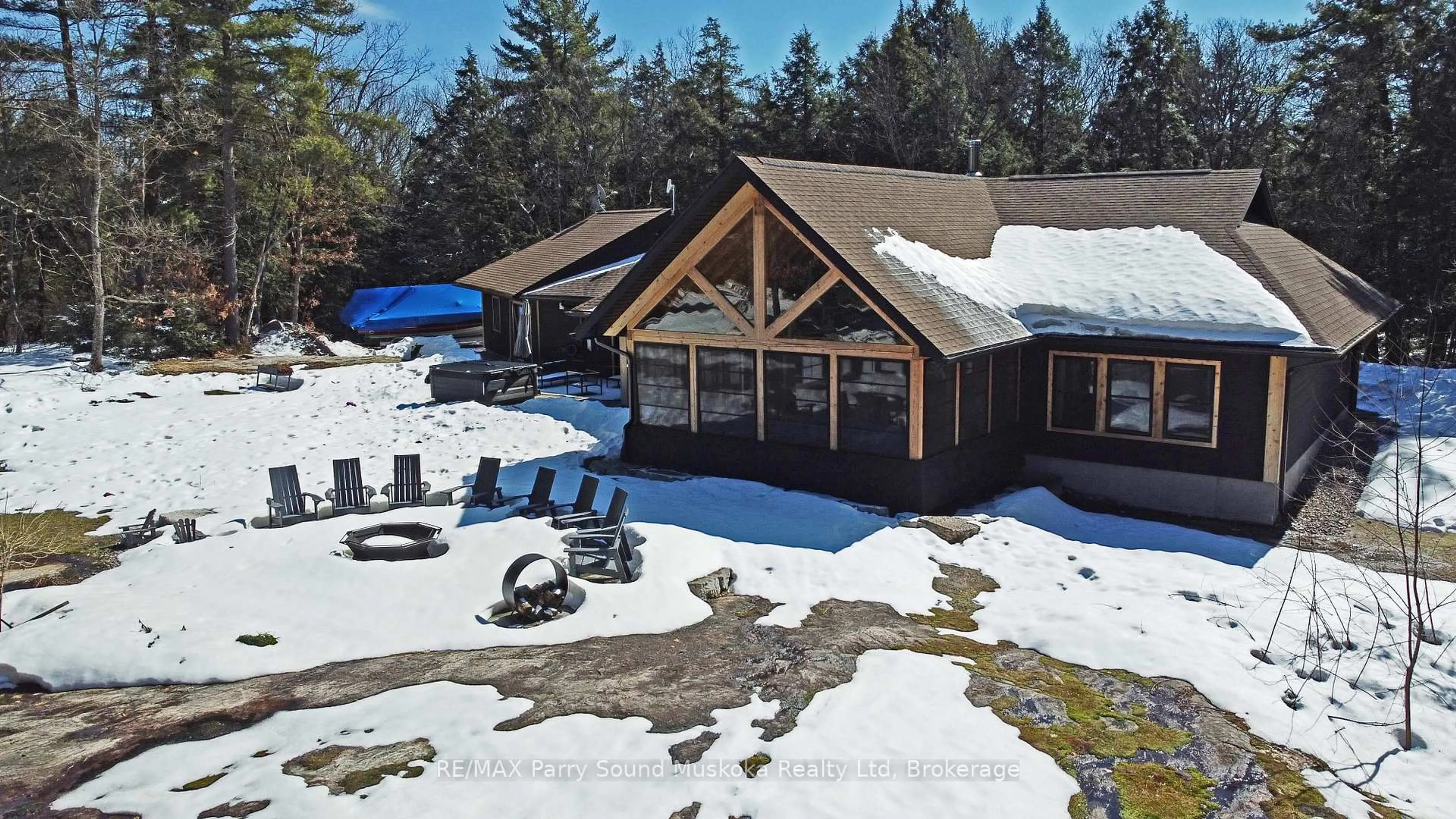 A pic from outside/outdoor area/front of a property/back of a property/a pic from drone, unknown for 191 Clear Lake Rd, Seguin Ontario P2A 2W8