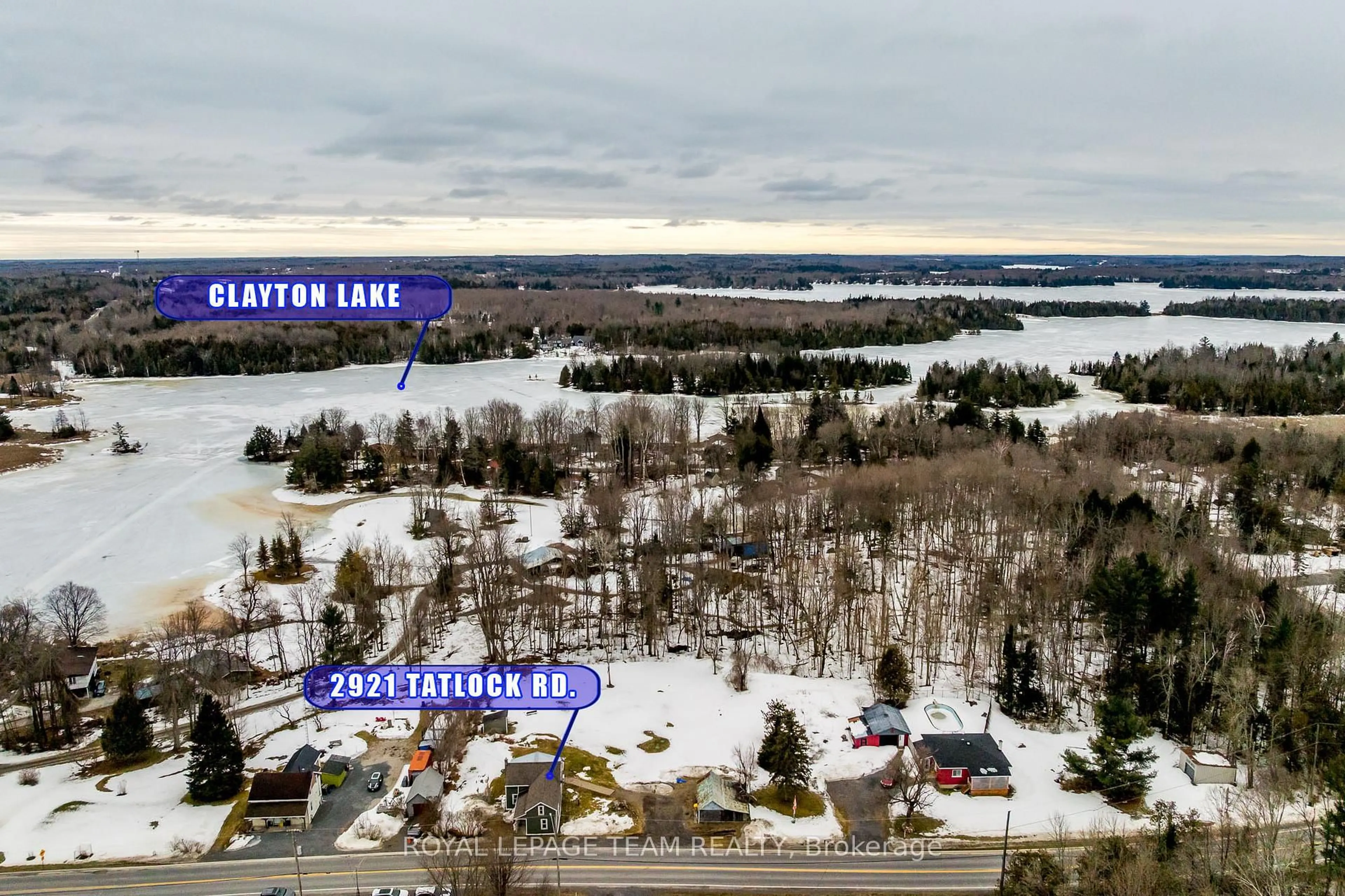 A pic from outside/outdoor area/front of a property/back of a property/a pic from drone, water/lake/river/ocean view for 2921 Tatlock Rd, Clayton Ontario K0A 1P0