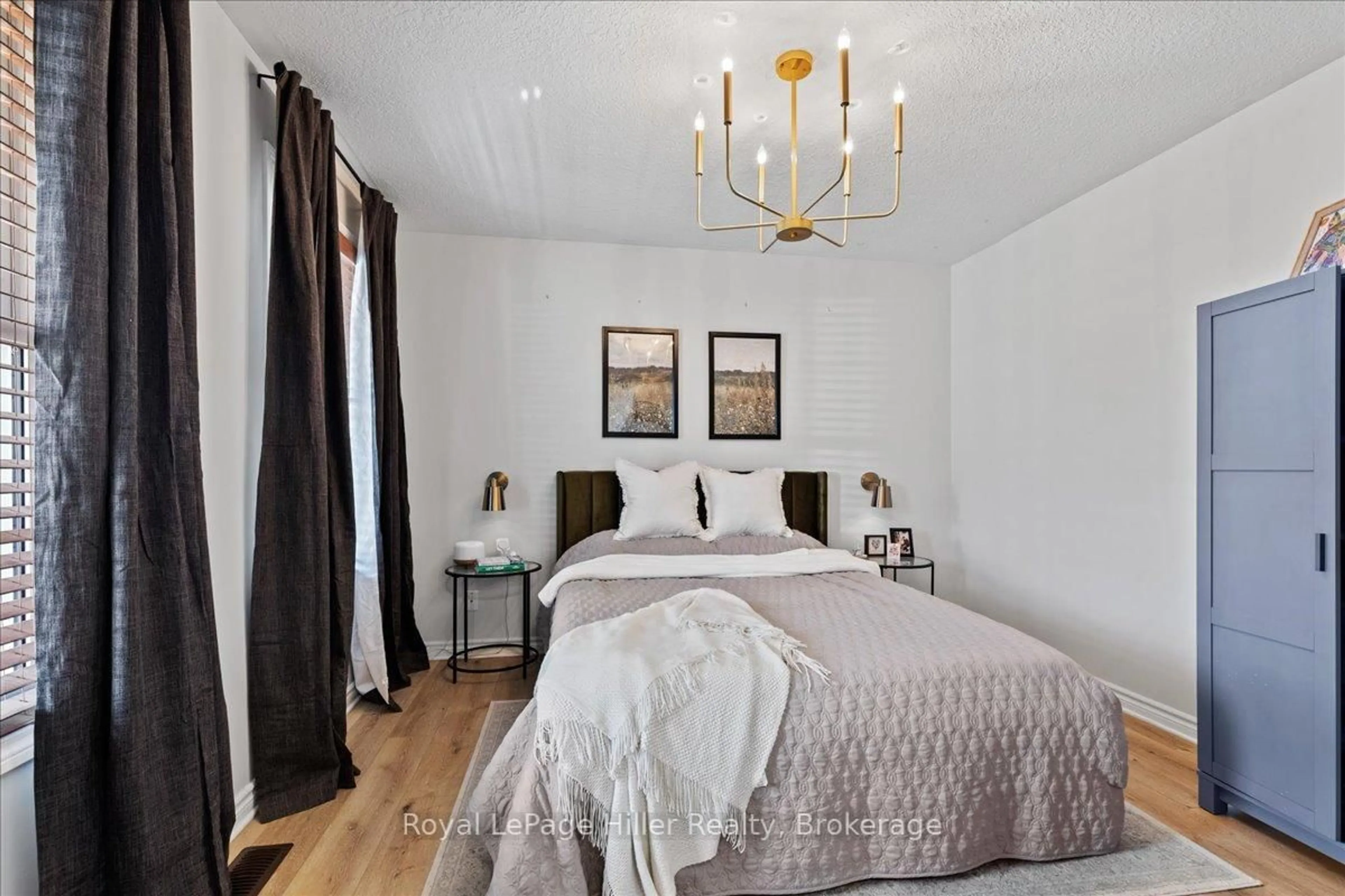 Bedroom with bed, wood/laminate floor for 187 Southvale Rd, St. Marys Ontario N4X 1E9