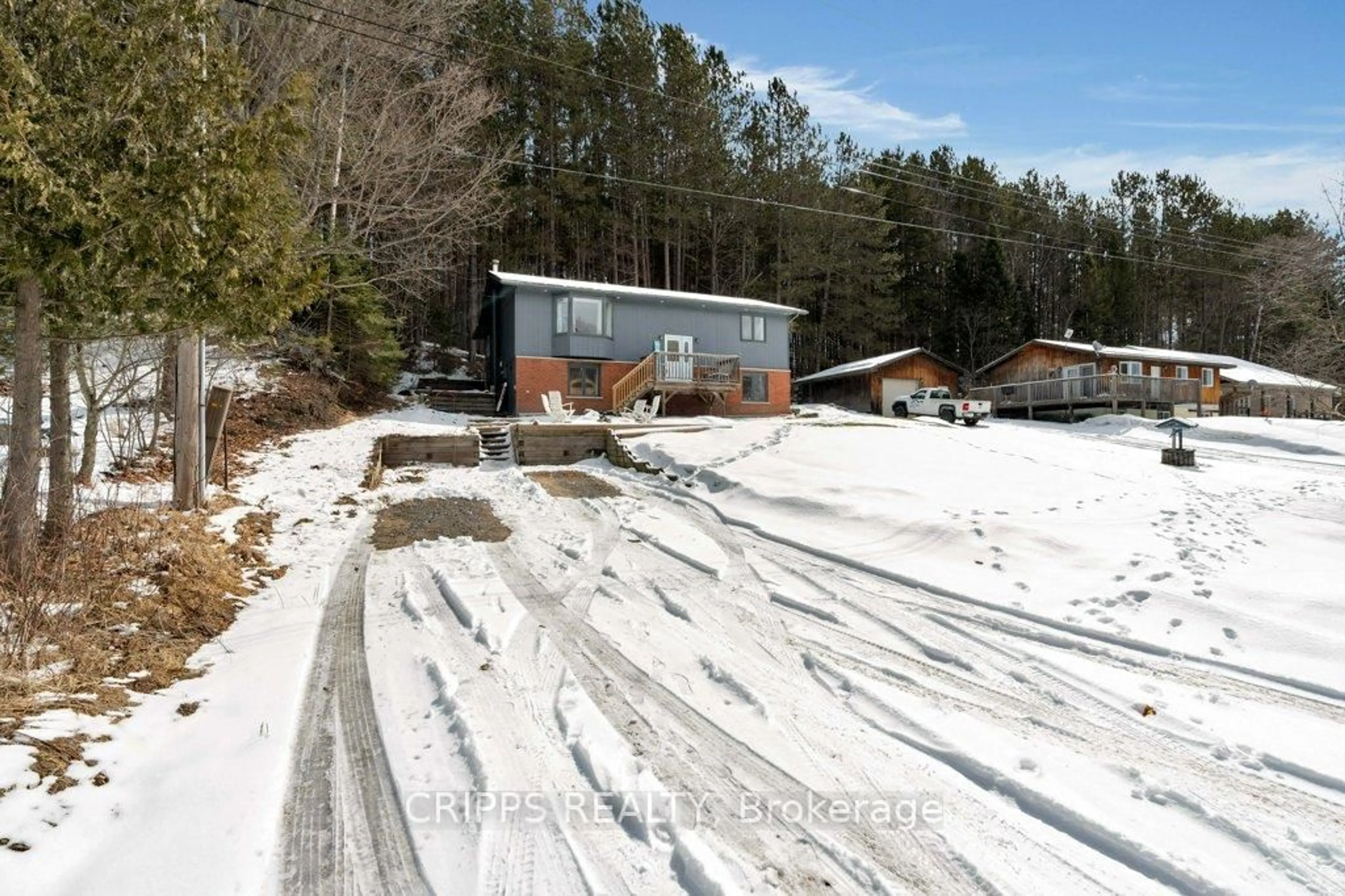 A pic from outside/outdoor area/front of a property/back of a property/a pic from drone, street for 313 Syples St, Burk's Falls Ontario P0A 1C0