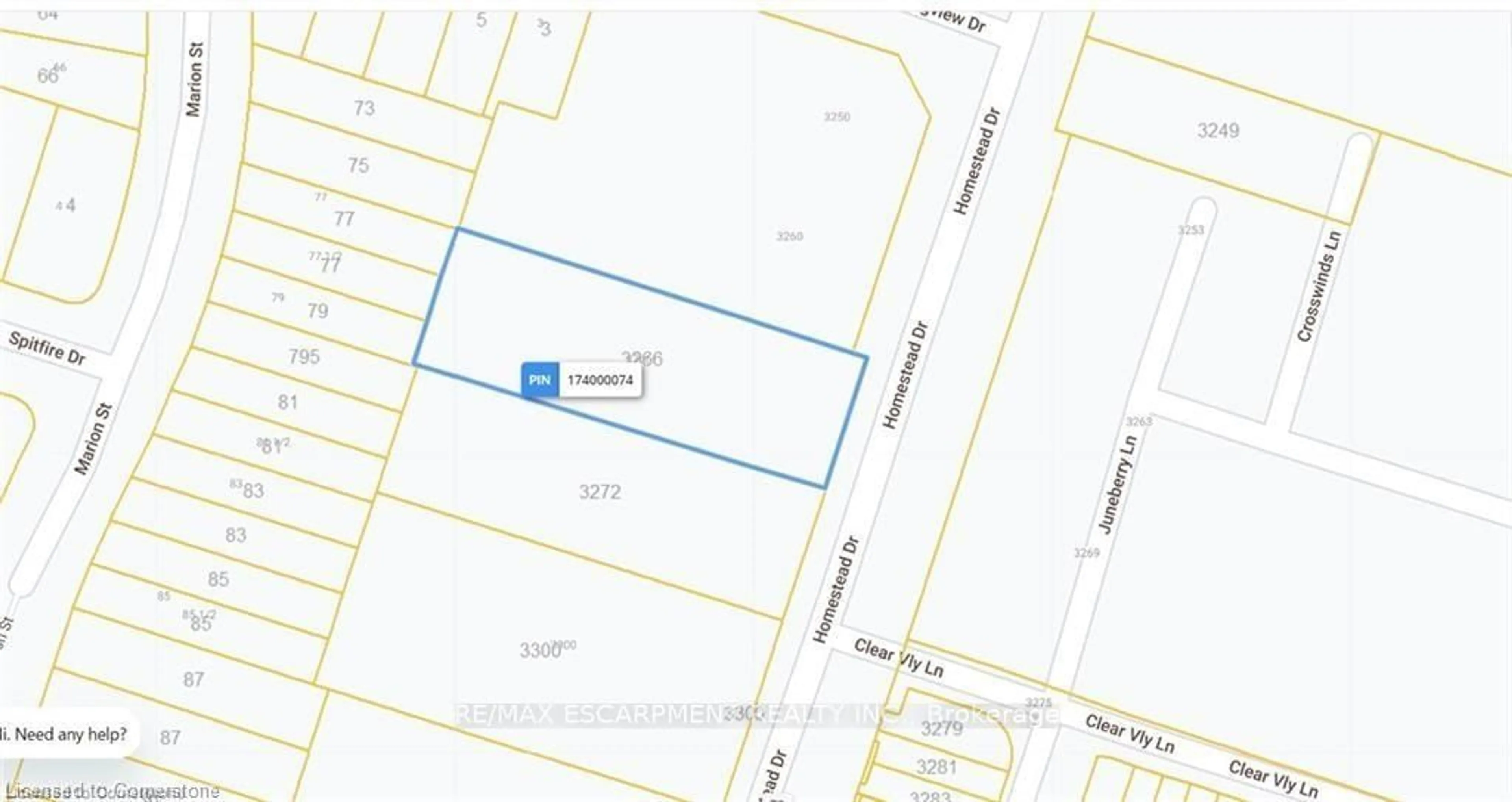 Picture of a map for 3266 Homestead Dr, Hamilton Ontario L0R 1W0