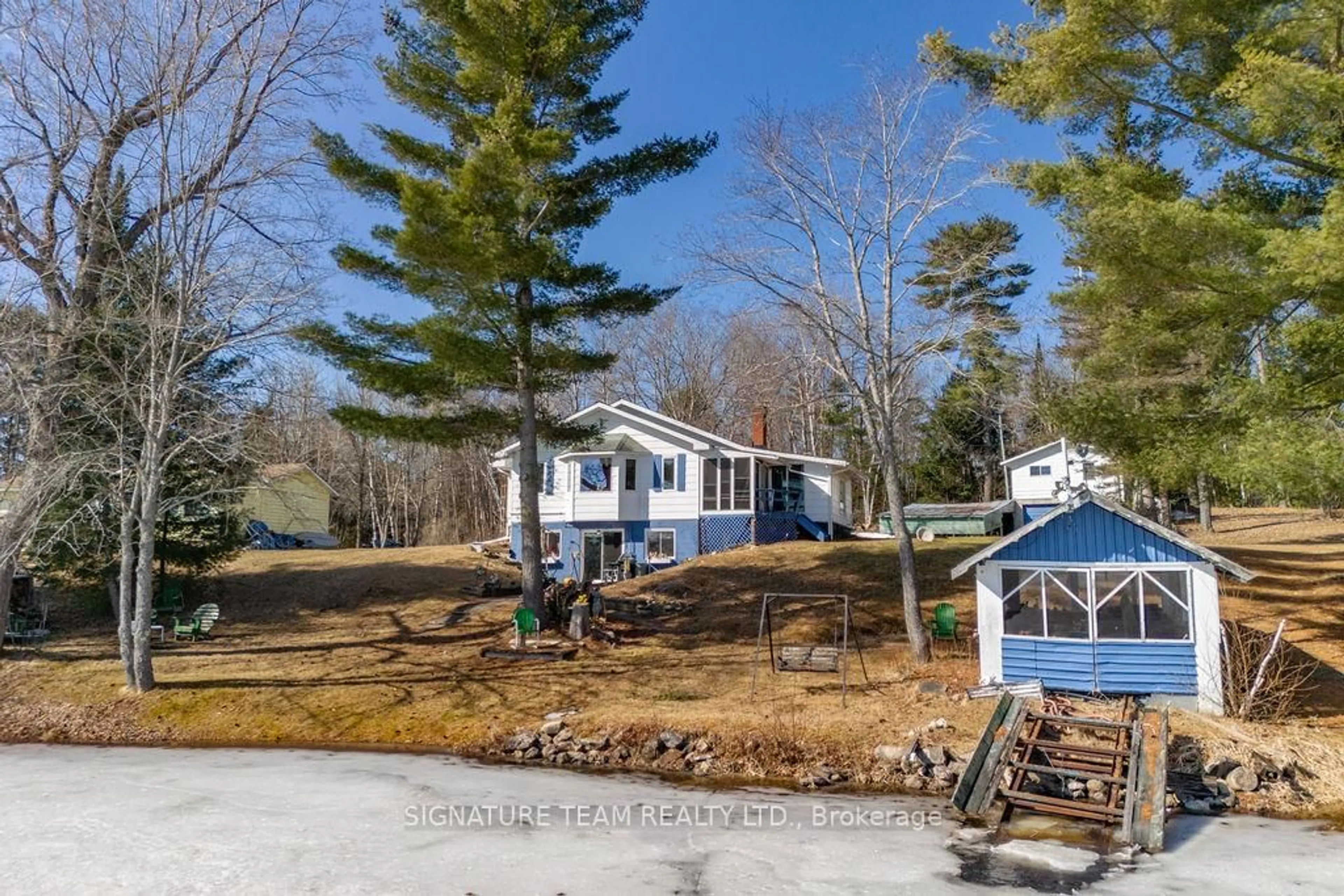 A pic from outside/outdoor area/front of a property/back of a property/a pic from drone, water/lake/river/ocean view for 151 Boyle Lane, Golden Lake Ontario K0J 1X0