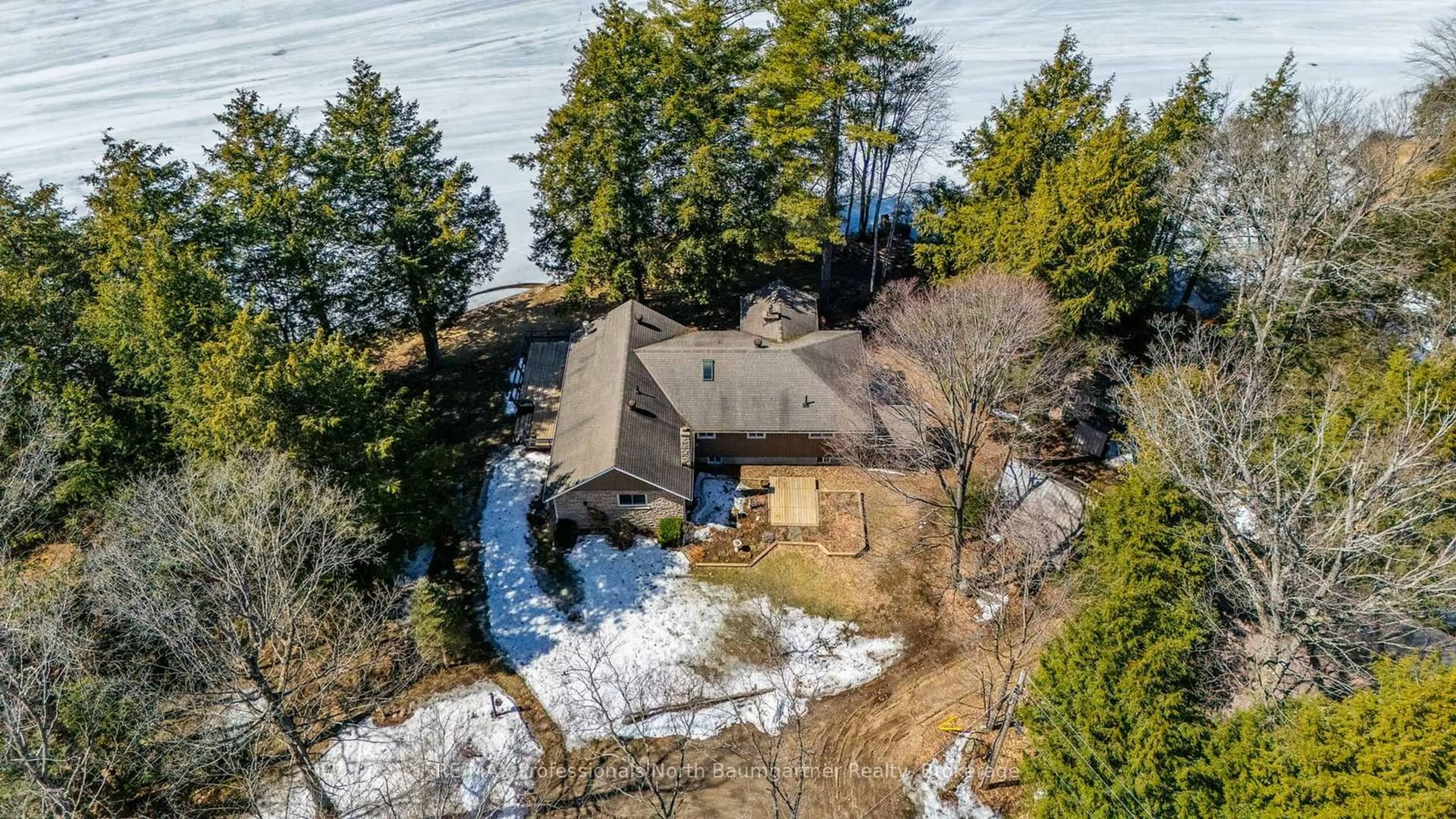 A pic from outside/outdoor area/front of a property/back of a property/a pic from drone, water/lake/river/ocean view for 33 Grove Lane, Bancroft Ontario K0L 2L0