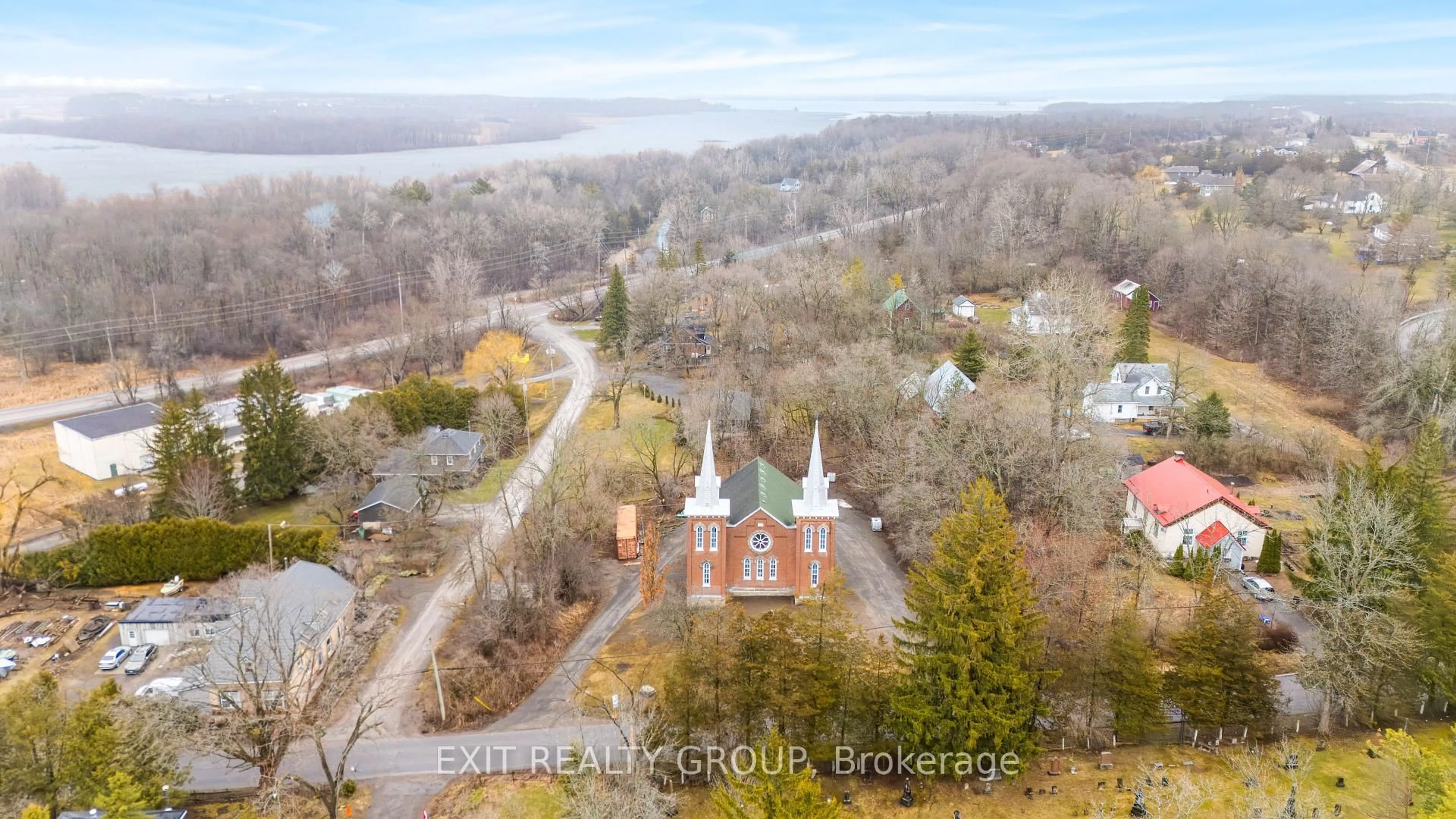 A pic from outside/outdoor area/front of a property/back of a property/a pic from drone, water/lake/river/ocean view for 44 Union Rd, Prince Edward County Ontario K8N 4Z7