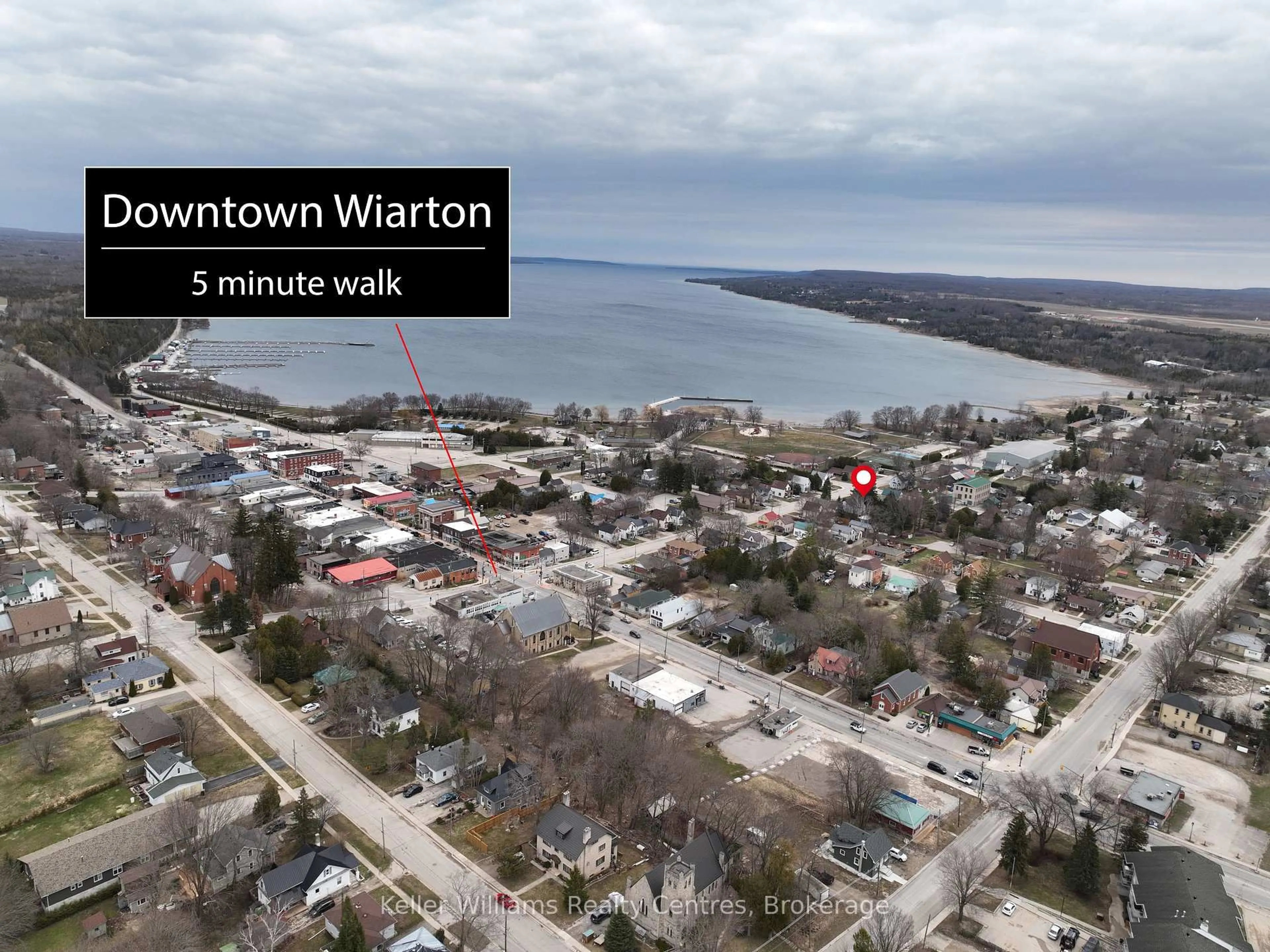 A pic from outside/outdoor area/front of a property/back of a property/a pic from drone, water/lake/river/ocean view for 401 George St, South Bruce Peninsula Ontario N0H 2T0