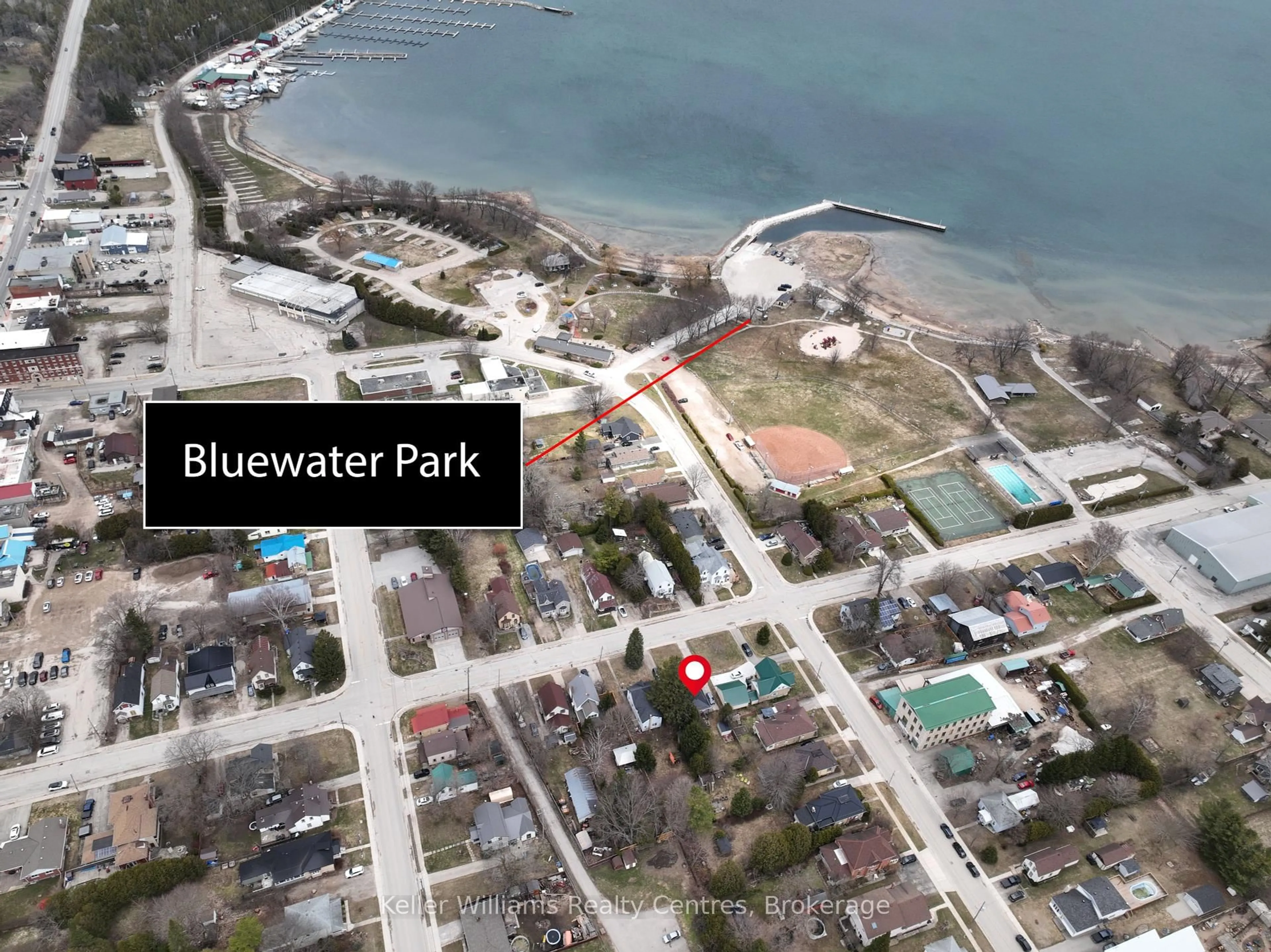 A pic from outside/outdoor area/front of a property/back of a property/a pic from drone, water/lake/river/ocean view for 401 George St, South Bruce Peninsula Ontario N0H 2T0